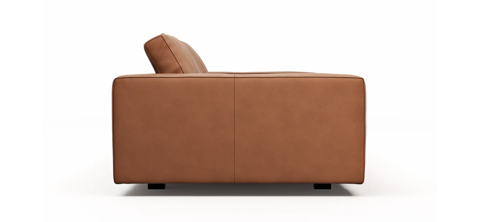 Sofa Aprino 1 - 3,5-Sitzer XL, Dickleder, Cognac, Armlehne Block breit
