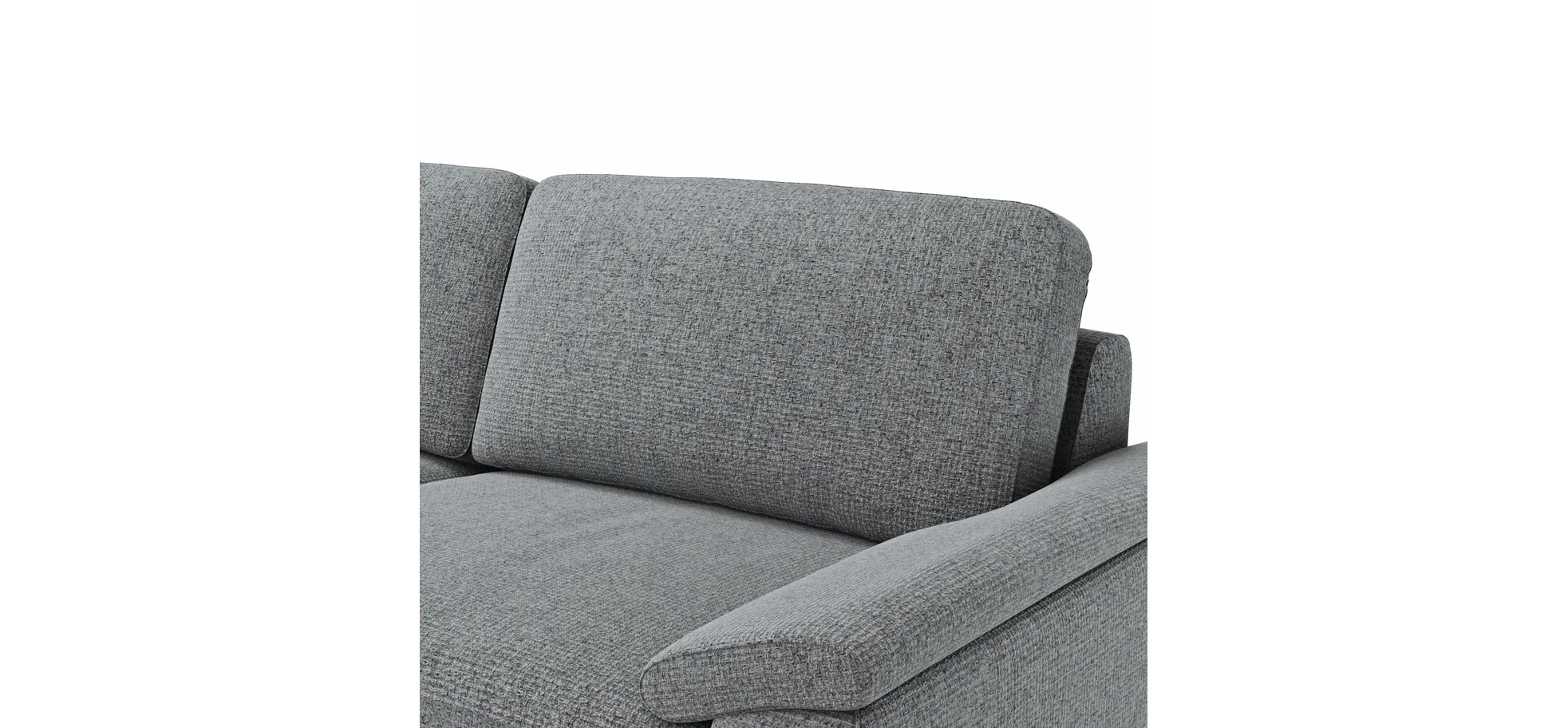 Ecksofa Oviedo - Ecke links mit 2,5-Sitzer inkl. Drehsitz, Stoff, Grau