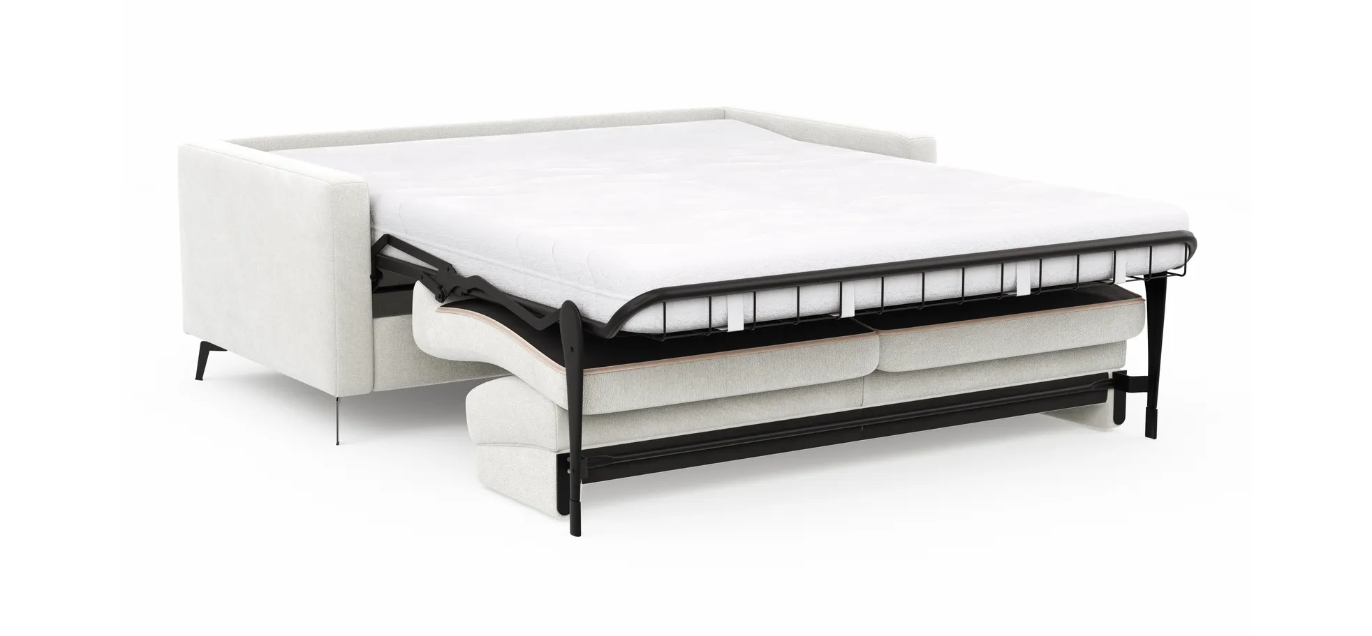 Schlafsofa Laredo - 2,5-Sitzer inkl. Schlaffunktion, Stoff, Offwhite