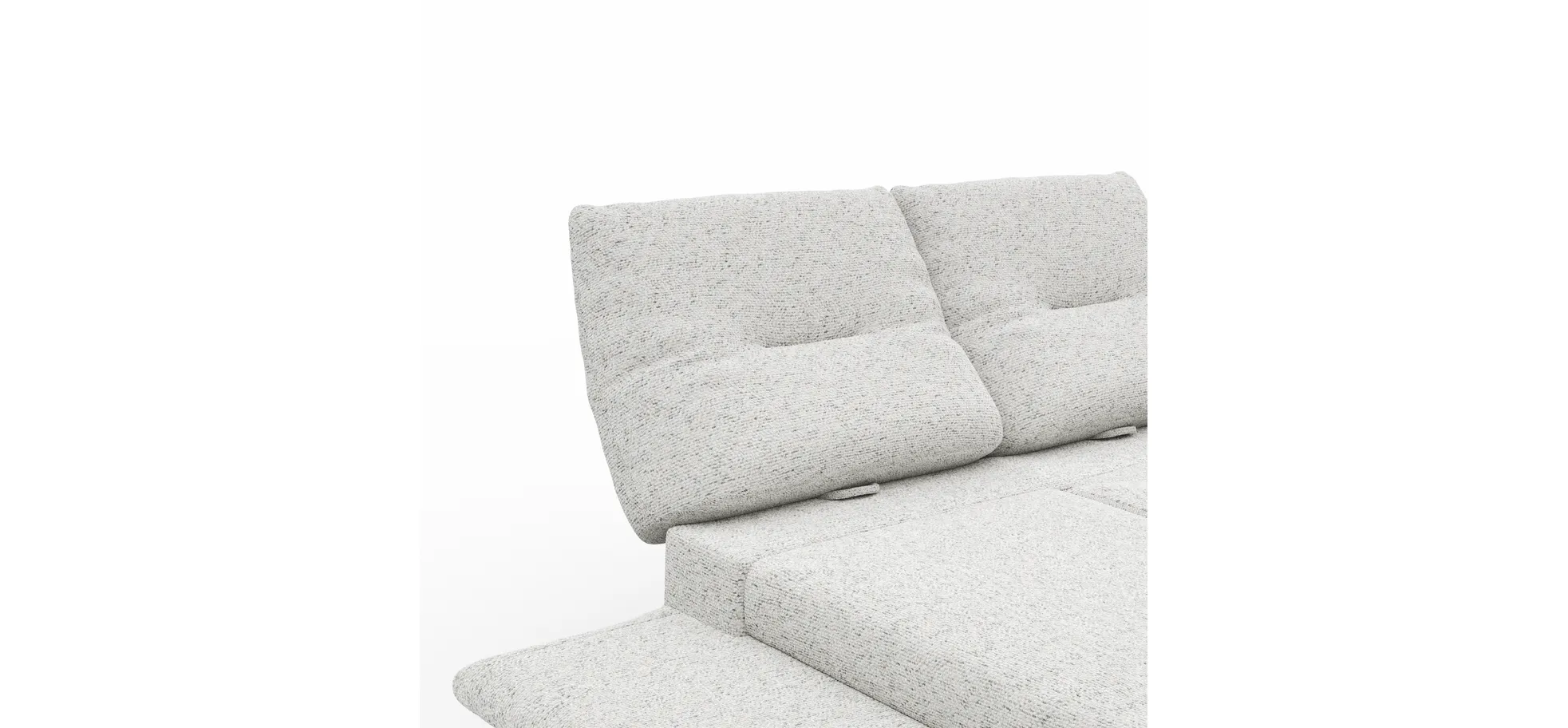 Sofa Lucero 2.0 - 2-Sitzer inkl. Drehsitz, Rollout-Armlehne und Sitztiefe verstellbar, Stoff, Offwhite