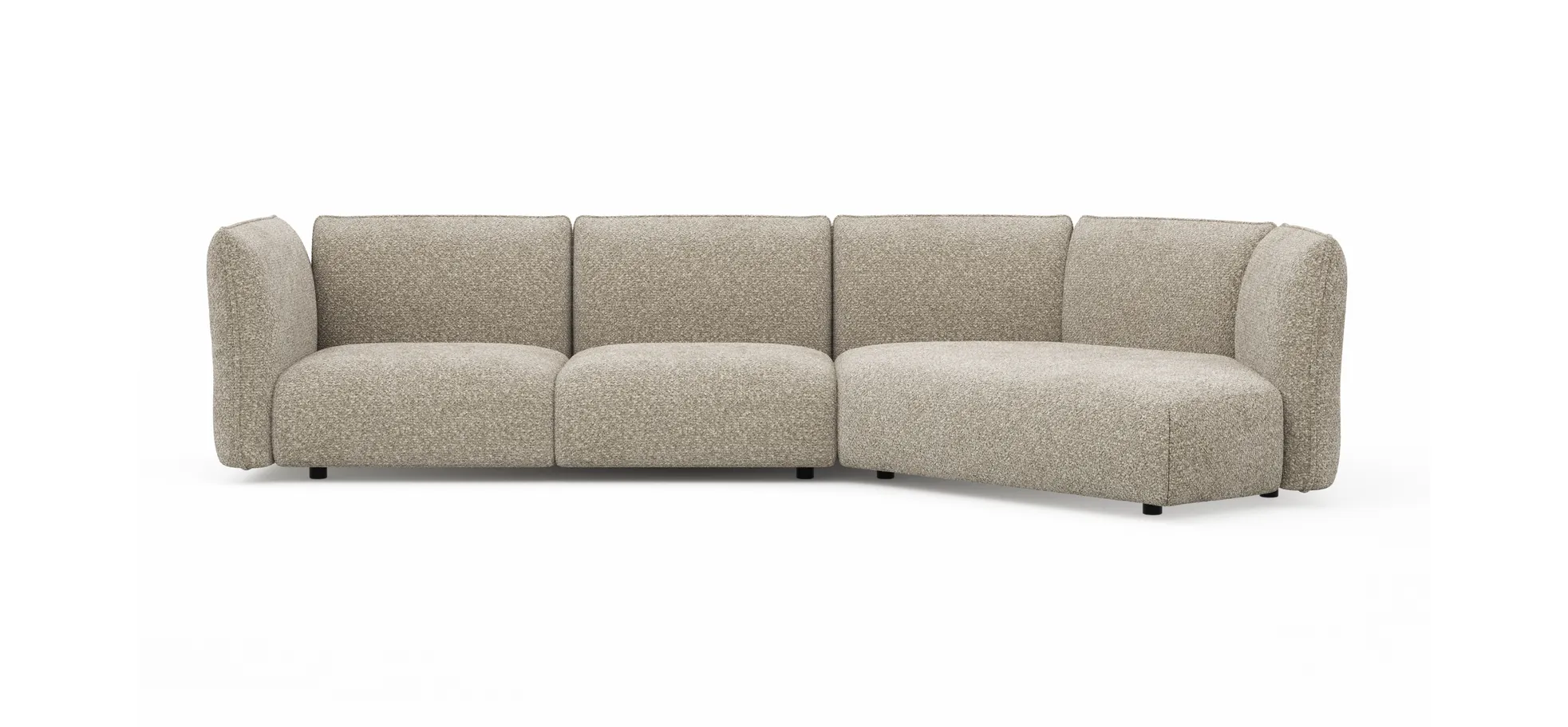 Trapezsofa Motone - 2-Sitzer mit Ecke rechts, Stoff, Beige
