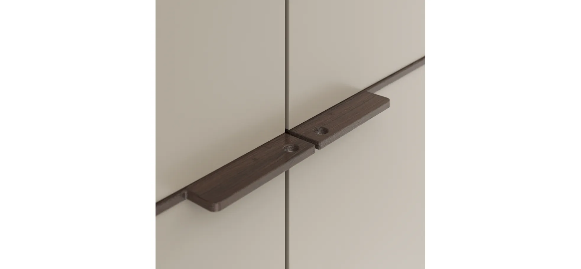 Drehtürenschrank Matera - BHT ca. 301x235x60 cm, Lack Matt, Muschelgrau, Griffe Coffee
