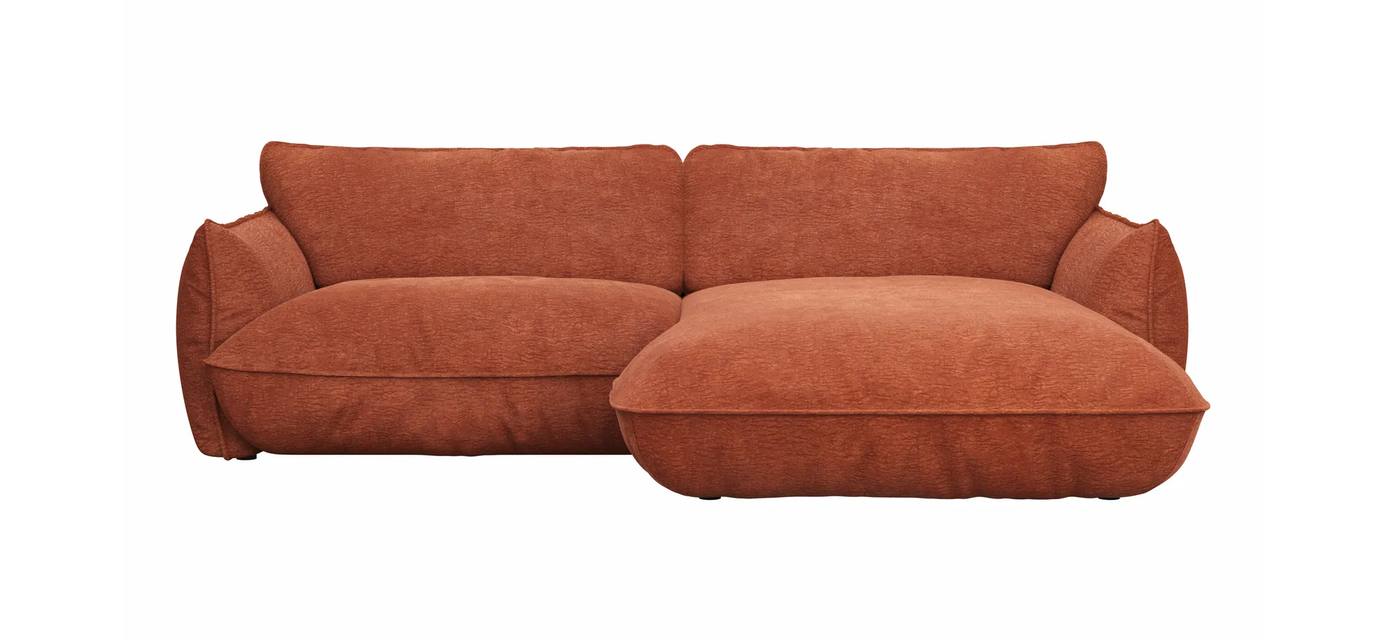 Ecksofa Fluffy - 2,5-Sitzer mit Longchair rechts inkl. Rückenlehne verstellbar, Stoff, Kupfer 9159025