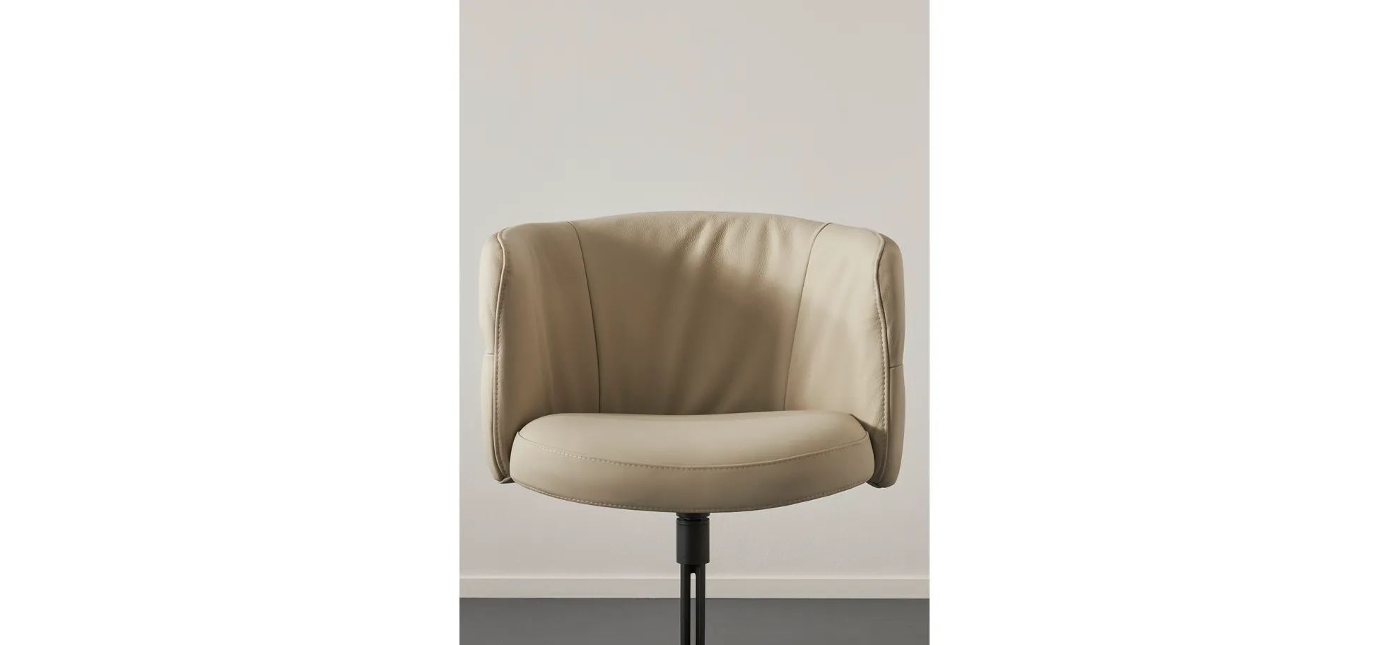 Armlehnstuhl Milana - drehbar, Leder, Offwhite