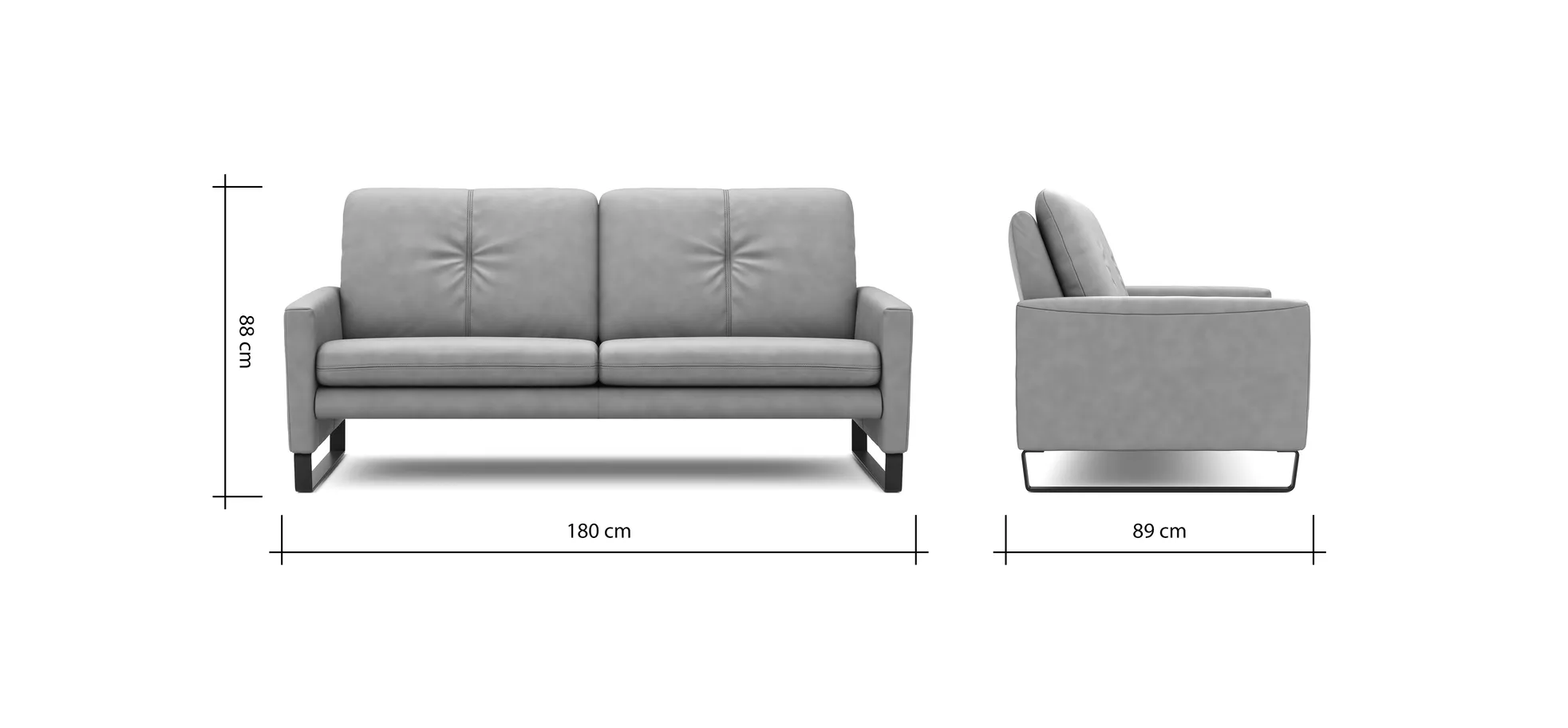 Sofa Tenero - 2,5-Sitzer, Stoff, Grau