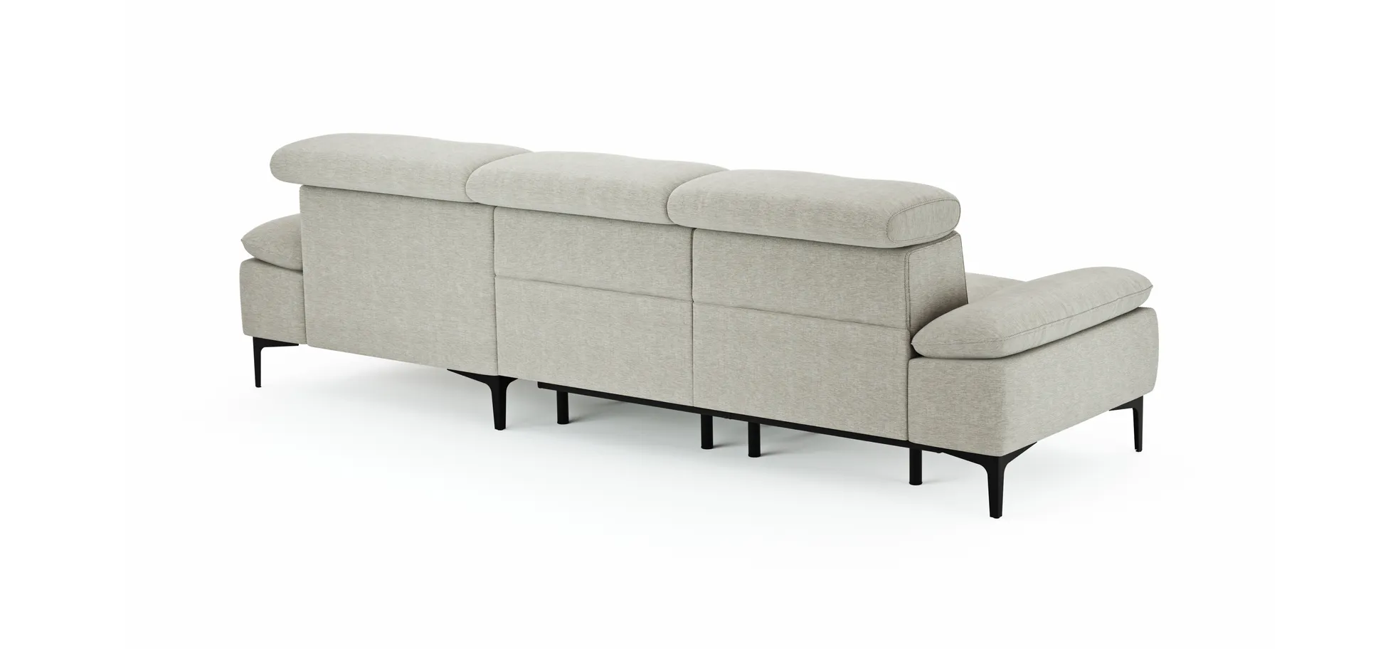 Ecksofa Felipa - 2,5-Sitzer mit Longchair rechts inkl. Armlehne verstellbar und Rückenlehne/Sitztiefe verstellbar (motorisch), Stoff, Natur