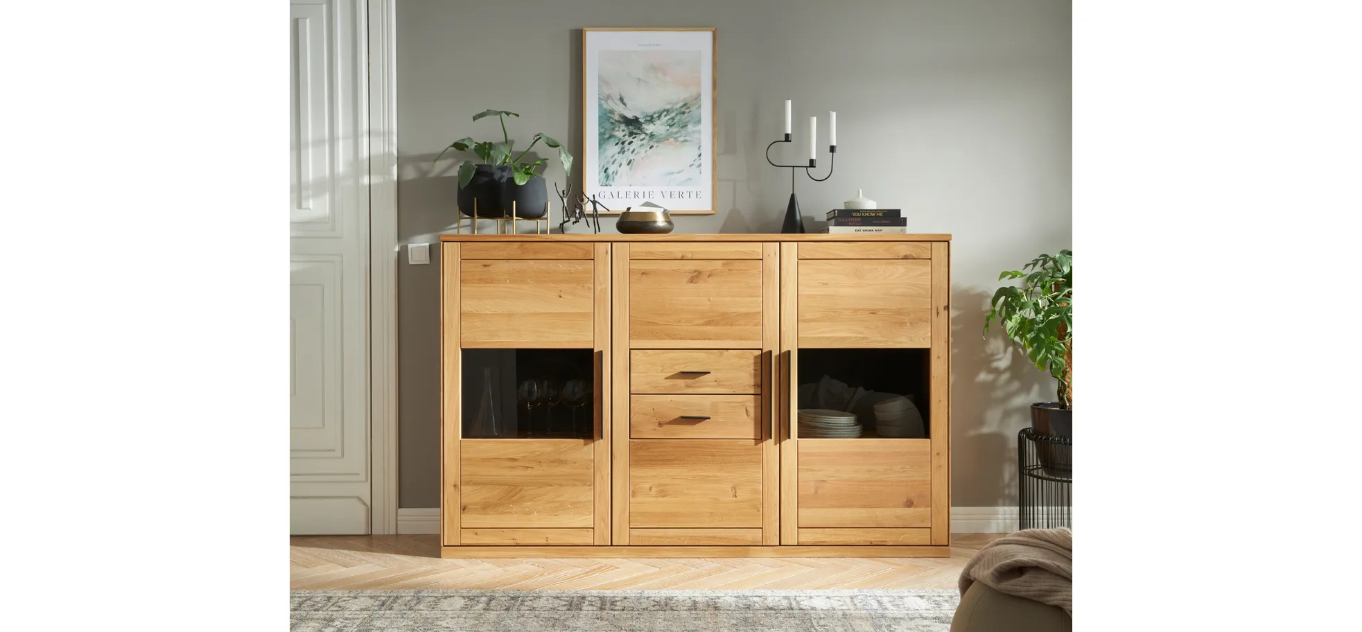 Highboard Faro 6.0 - Wildeiche massiv, natur, geölt