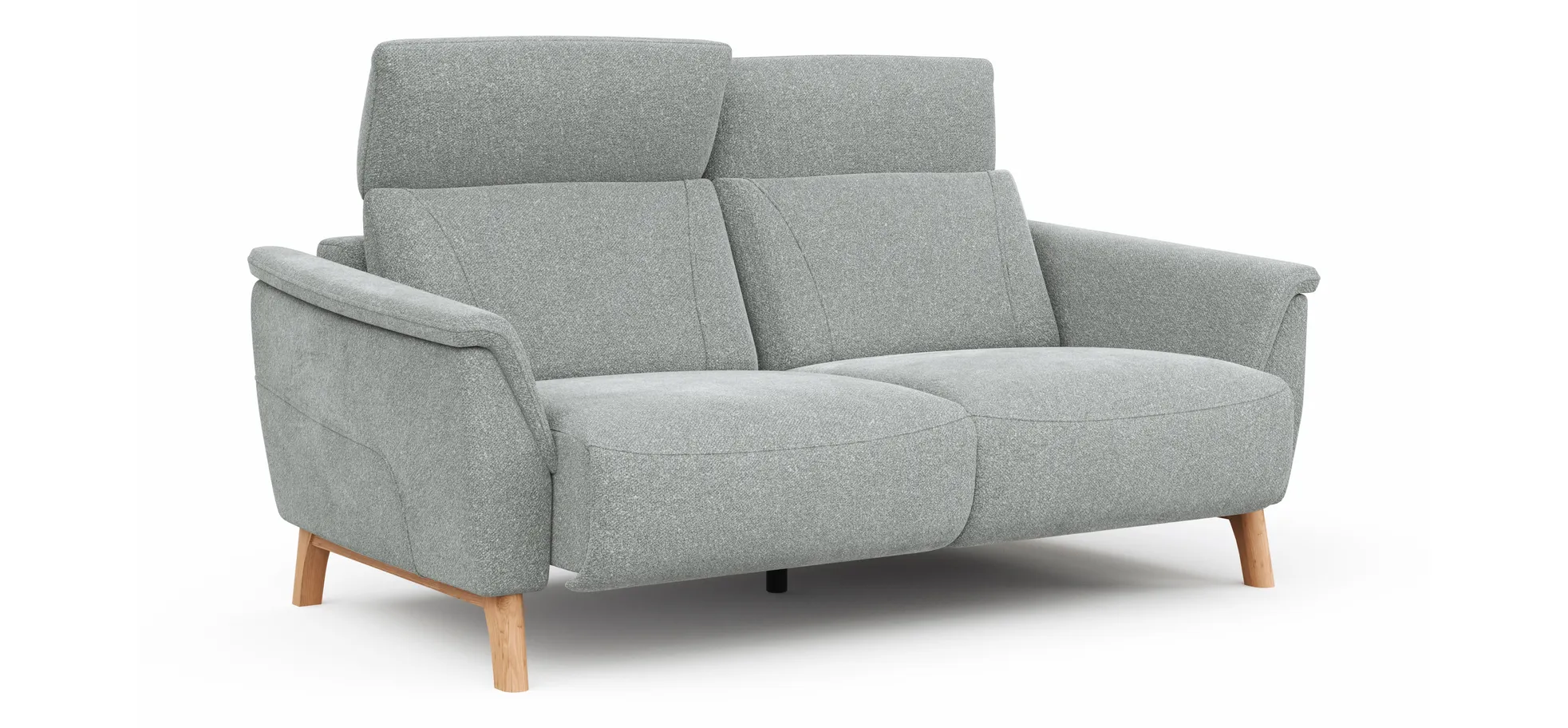 Sofa Nevin - 2,5-Sitzer inkl. Sitzvorzug (motorisch) und Kopfpolsterverstellung, Stoff, Silbergrau