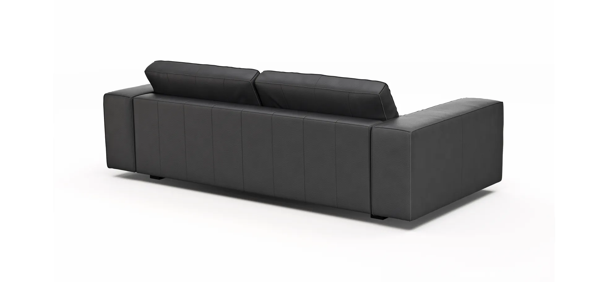 Sofa Aprino 1 - 3,5-Sitzer L, Dickleder, Schwarz, Armlehne Block breit