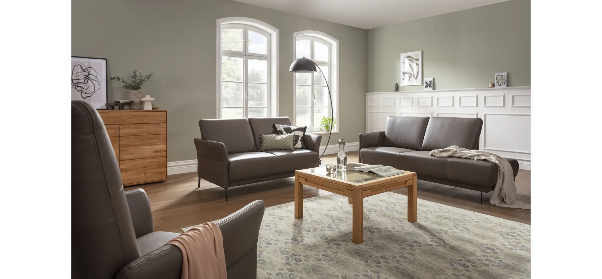 Recamiere Rosario - Ausrichtung rechts, Leder, Rauchbraun