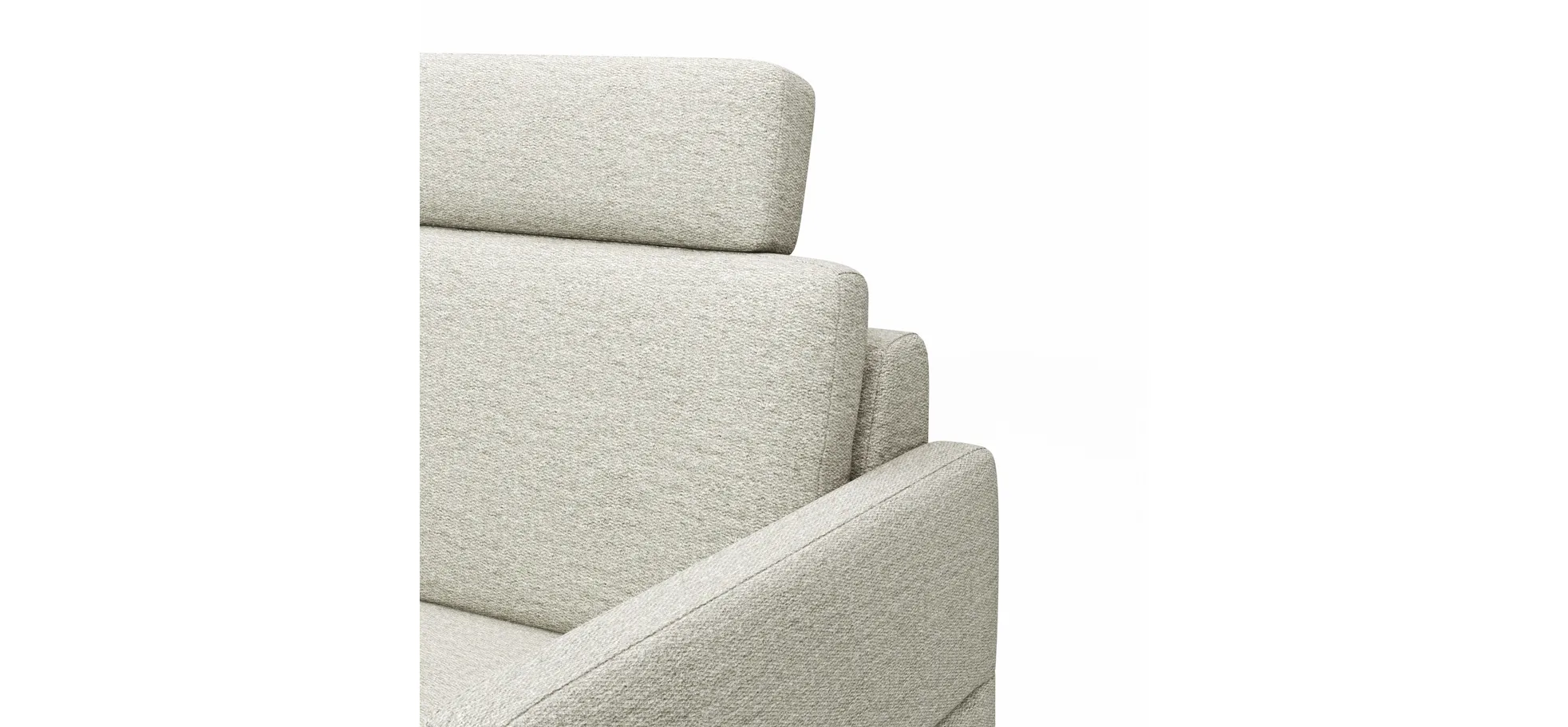Ecksofa Arima - Longchair links mit 2,5-Sitzer inkl. Relaxfunktion und Sitzvorzug (motorisch), Stoff, Creme