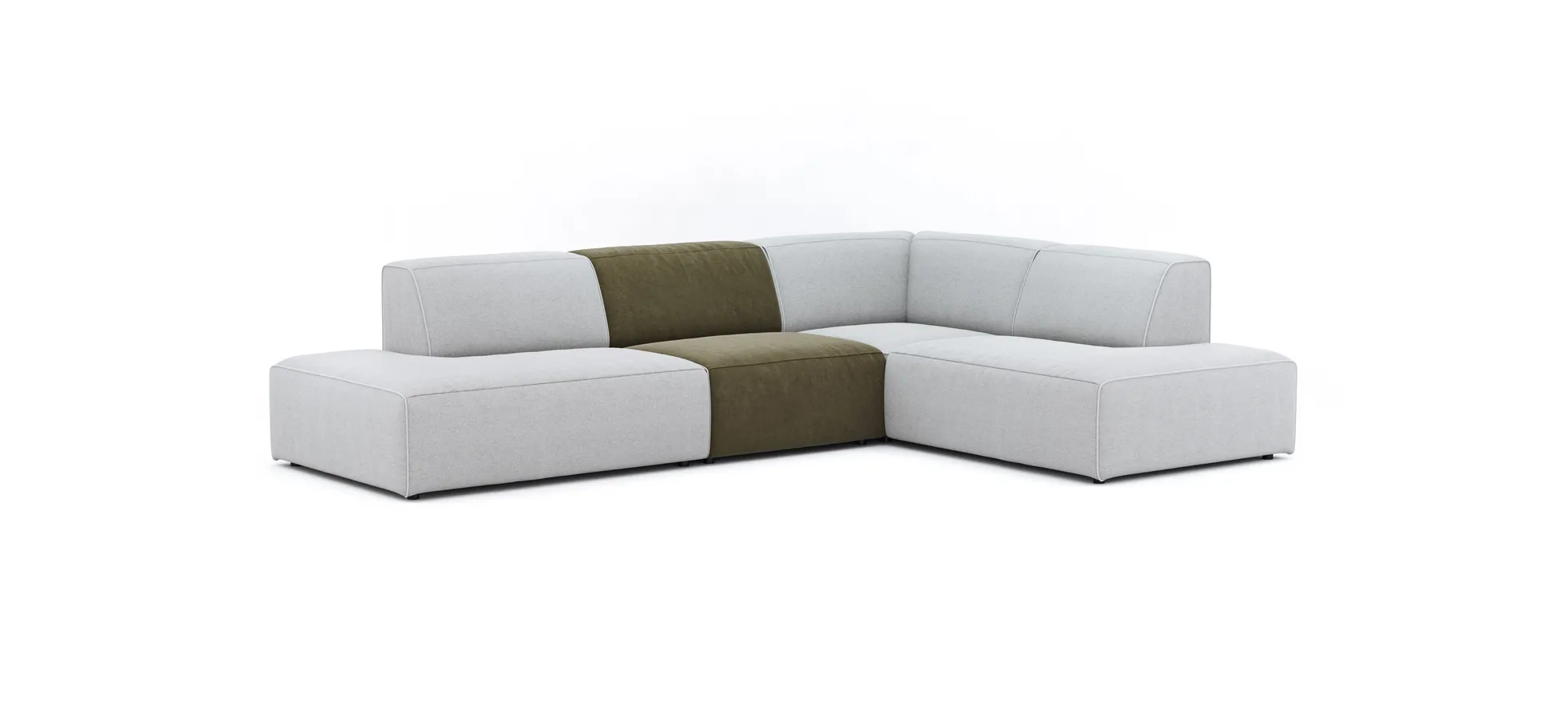 Ecksofa Elementos - Abschlusselement mit 1-Sitzer und Ecke rechts, Stoff, Hellgrau