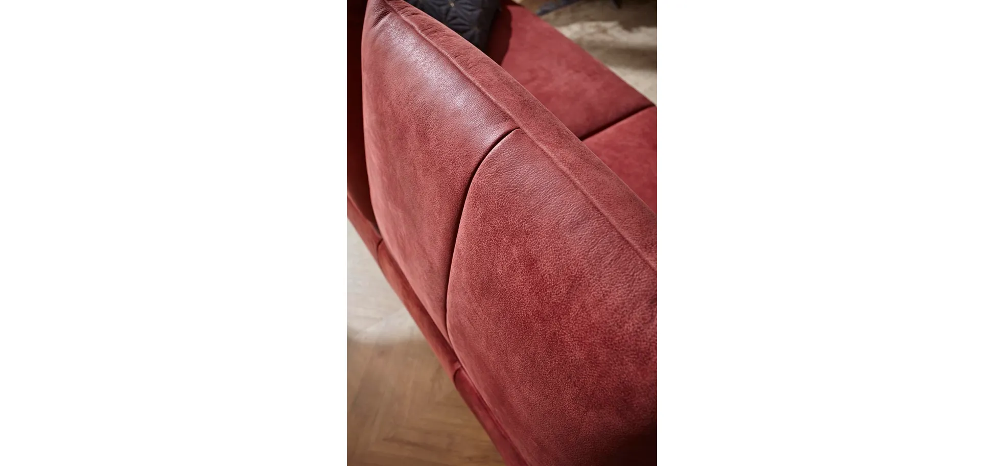 Sofa Lucero - 2,5-Sitzer inkl. Rückenlehne verstellbar, Leder, Weinrot
