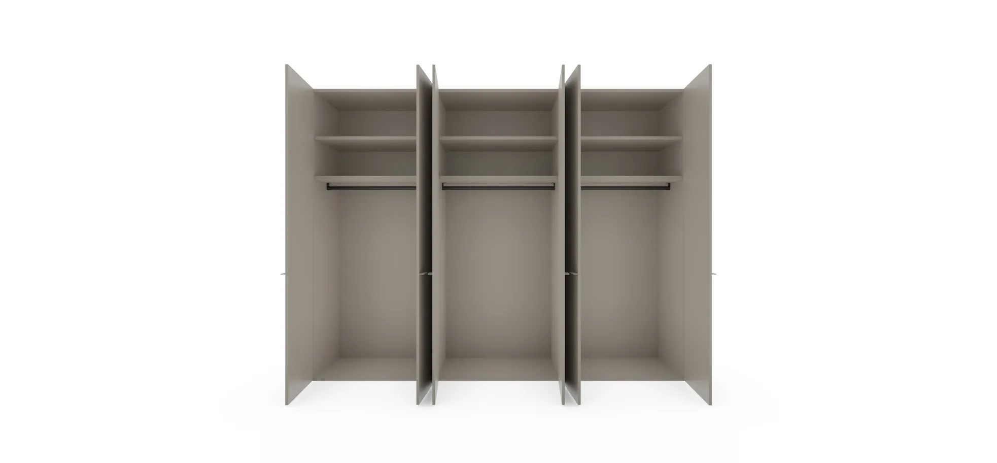 Drehtürenschrank Matera - BHT ca. 301x235x60 cm, Lack Matt, Muschelgrau, Griffe Coffee