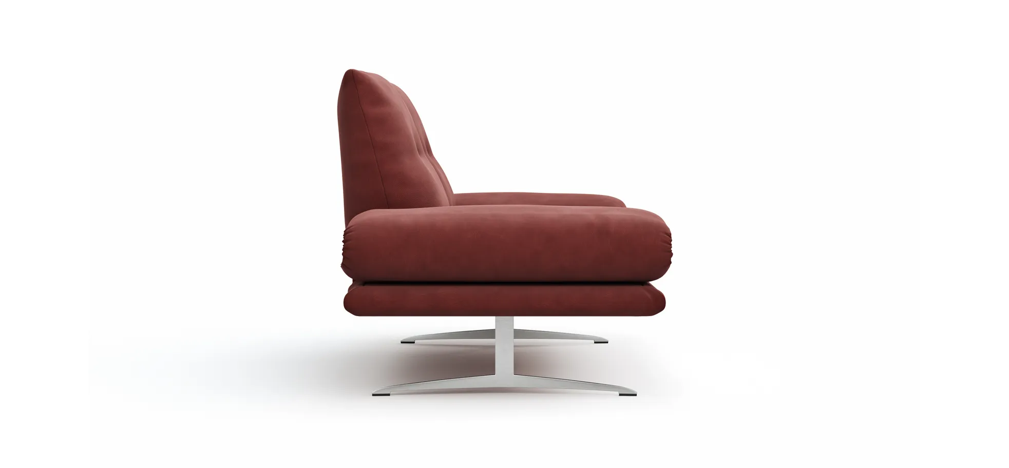 Sofa Lucero - 2,5-Sitzer inkl. Rückenlehne verstellbar, Leder, Weinrot