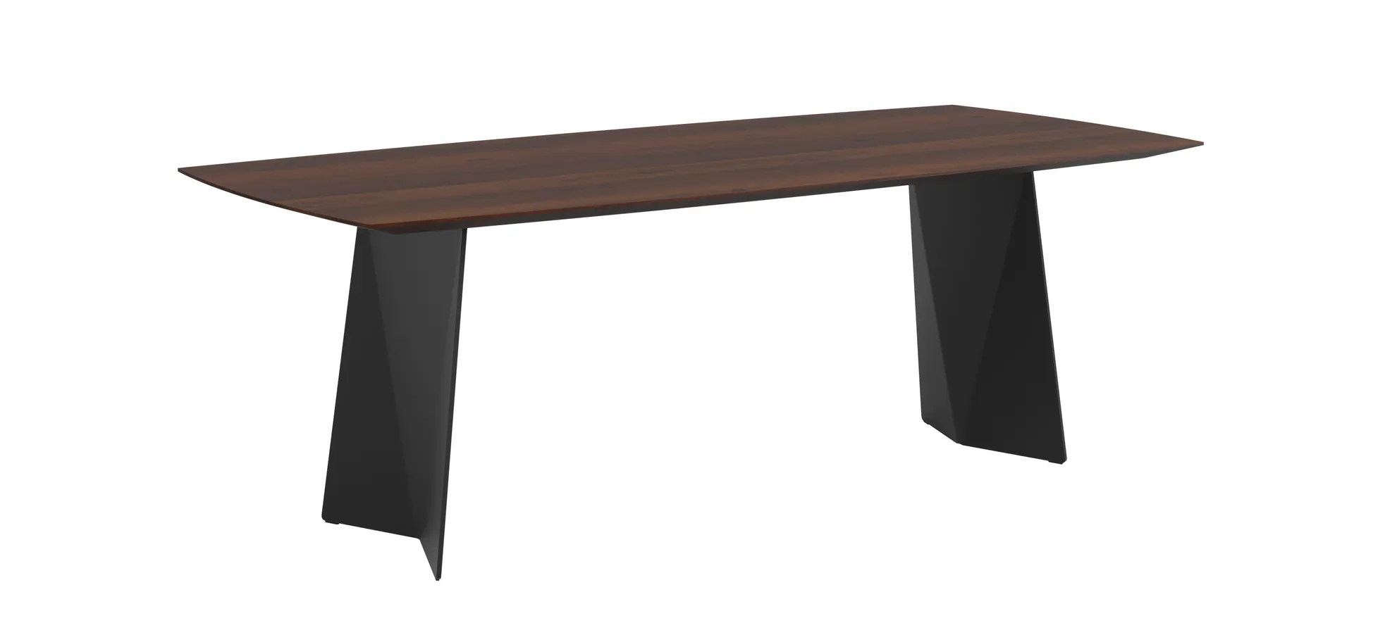 Esstisch 3100 - LB ca. 220x100 cm, Nussbaum Massiv, Stahlwange geneigt, Schwarz 117652