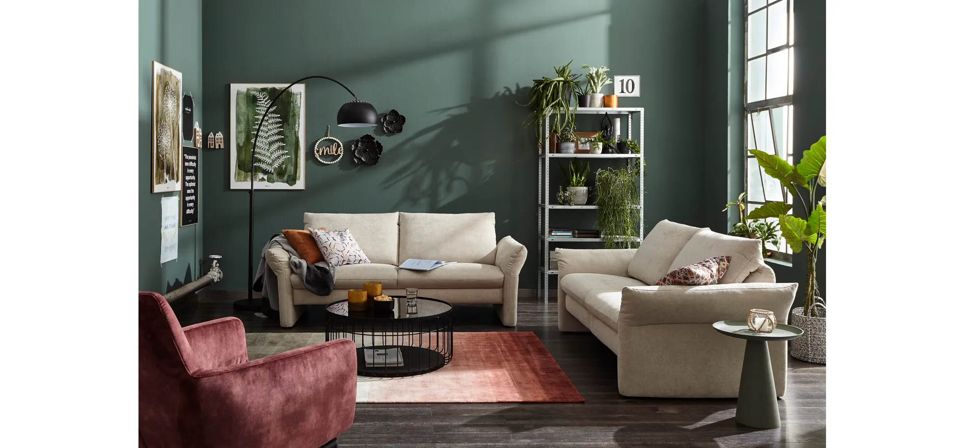 Sofa Gotera -  2,5-Sitzer inkl. Rückenlehne verstellbar, Stoff, Natur