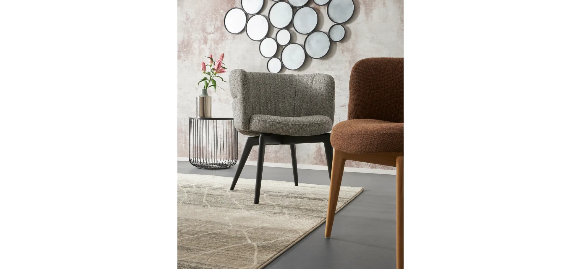 Armlehnstuhl Milana - Stoff, Cognac