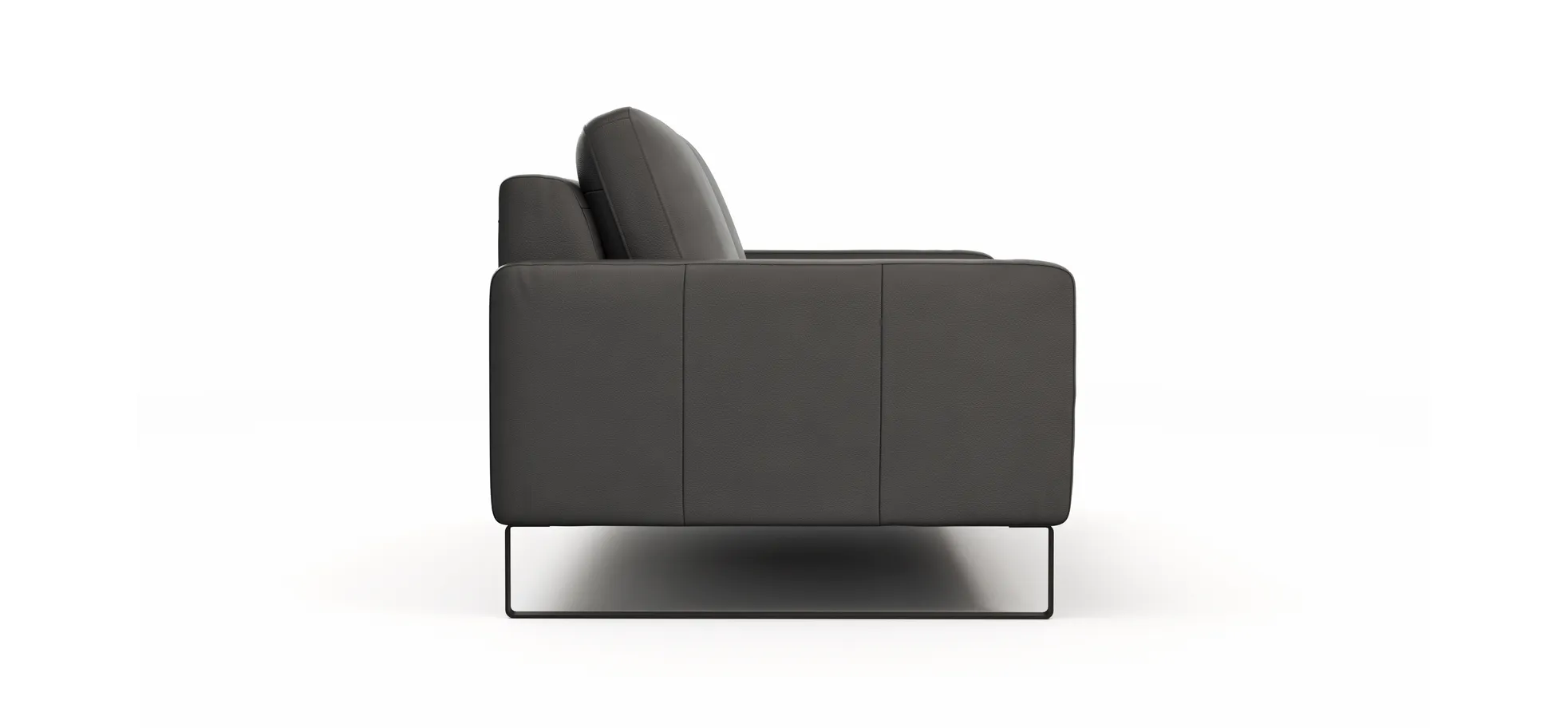 Sofa Enna - 3-Sitzer, Leder, Anthrazit
