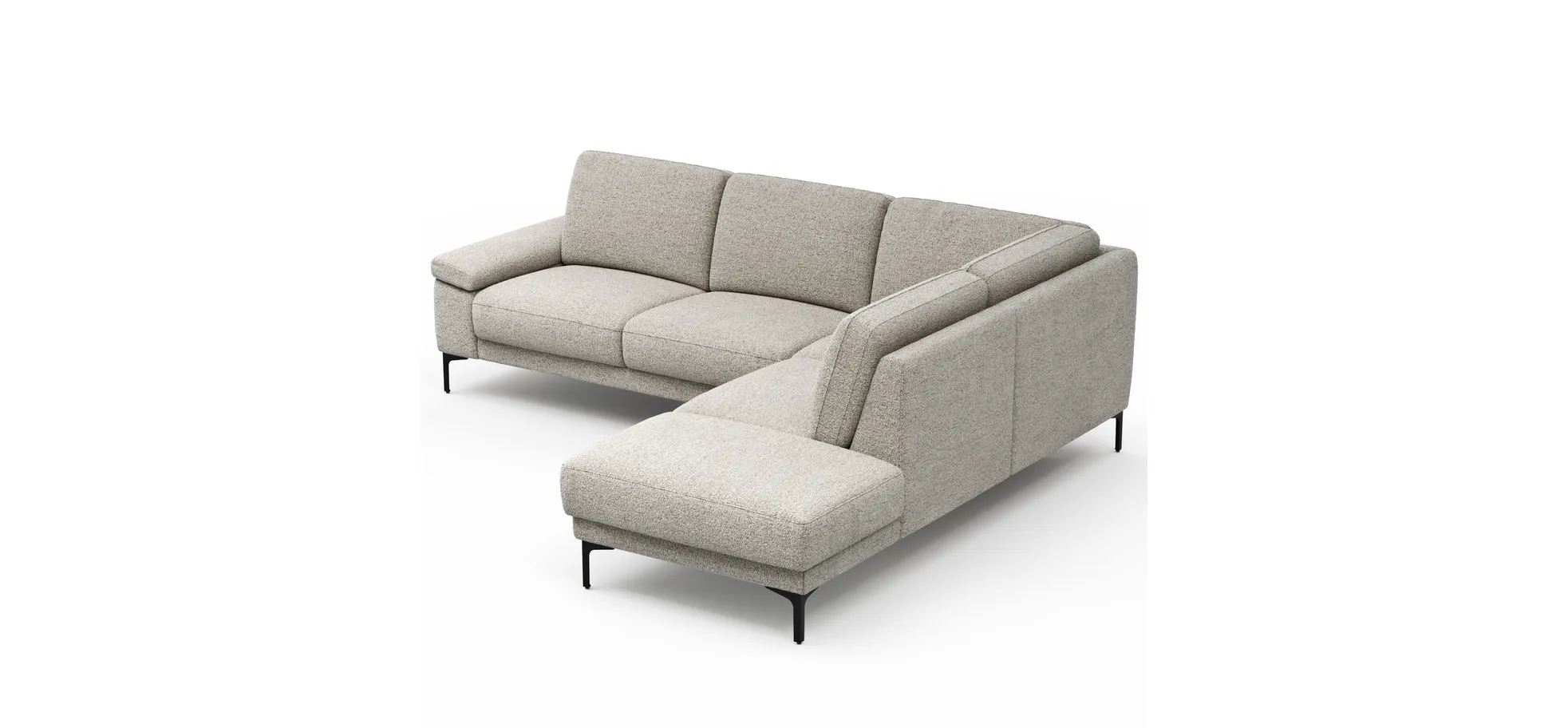 Ecksofa Matero - 2-Sitzer mit Ecke rechts, Stoff, Hellgrau