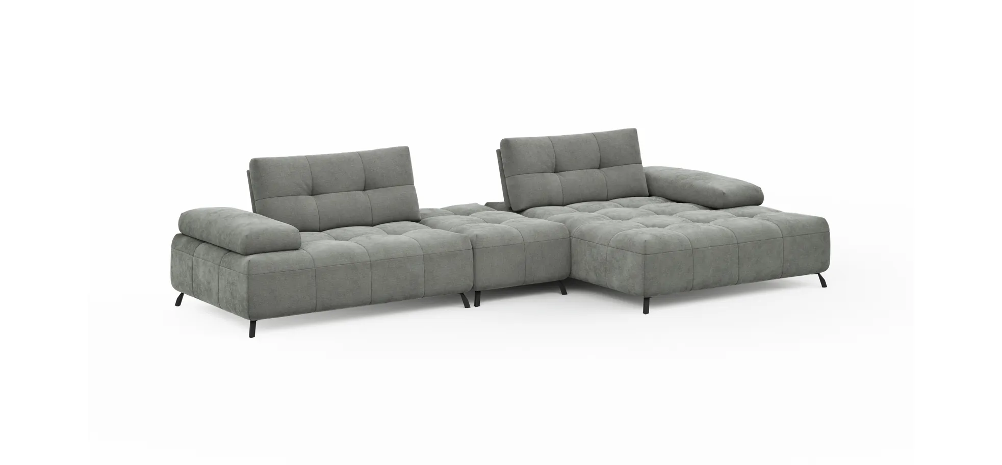 Ecksofa Comodo - 1-Sitzer, Longchair Rechts, Stoff, Hellgrau