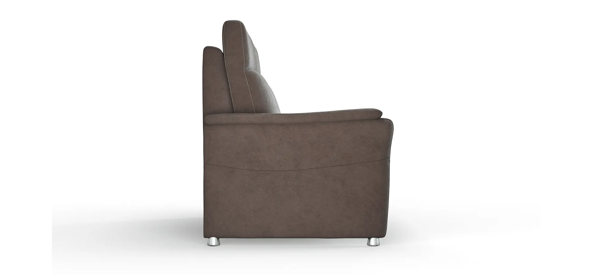 Sofa Arima - 2,5-Sitzer inkl. Sitzvorzug (motorisch) und Armlehnen verstellbar, Stoff, Dunkelbraun