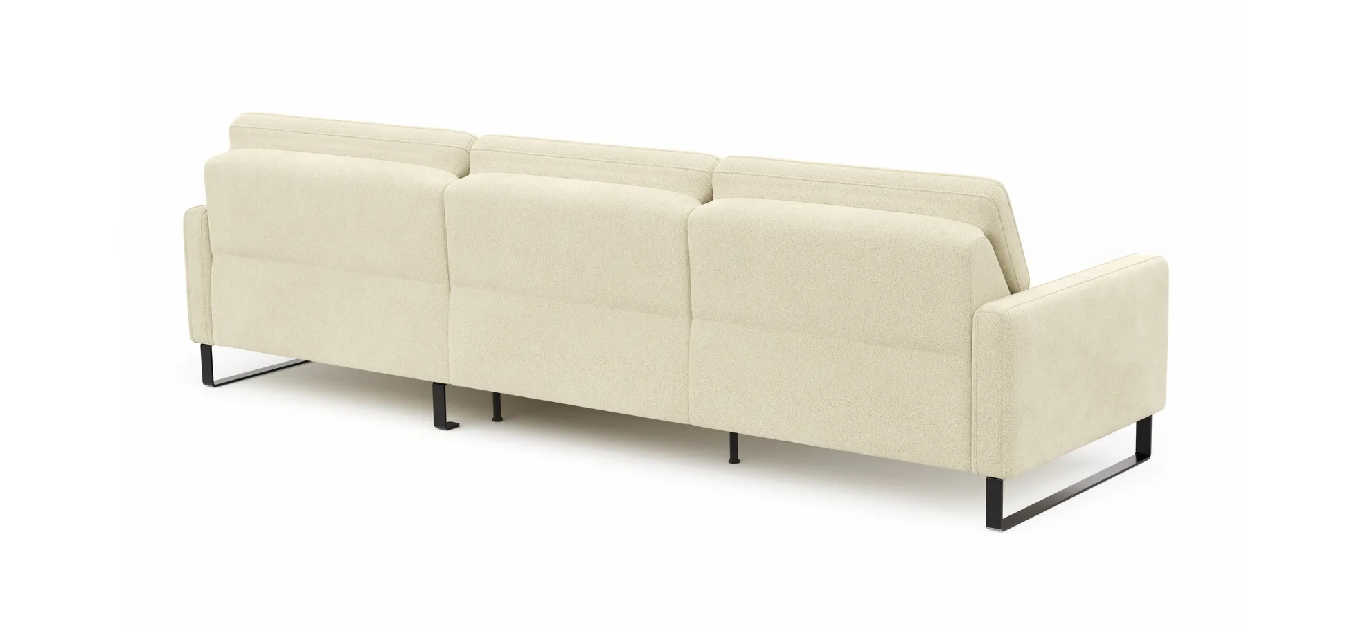 Ecksofa Valera - 3-Sitzer mit Longchair rechts inkl. Rückenlehne verstellbar, Stoff, Natur