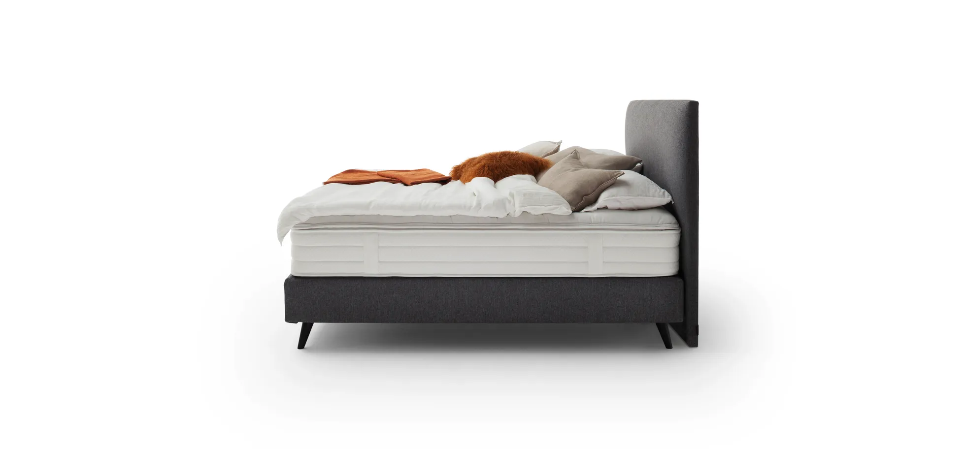 Boxspringbett Navelli 1 - Liegefläche ca. 180x200 cm, Stoff, Grau