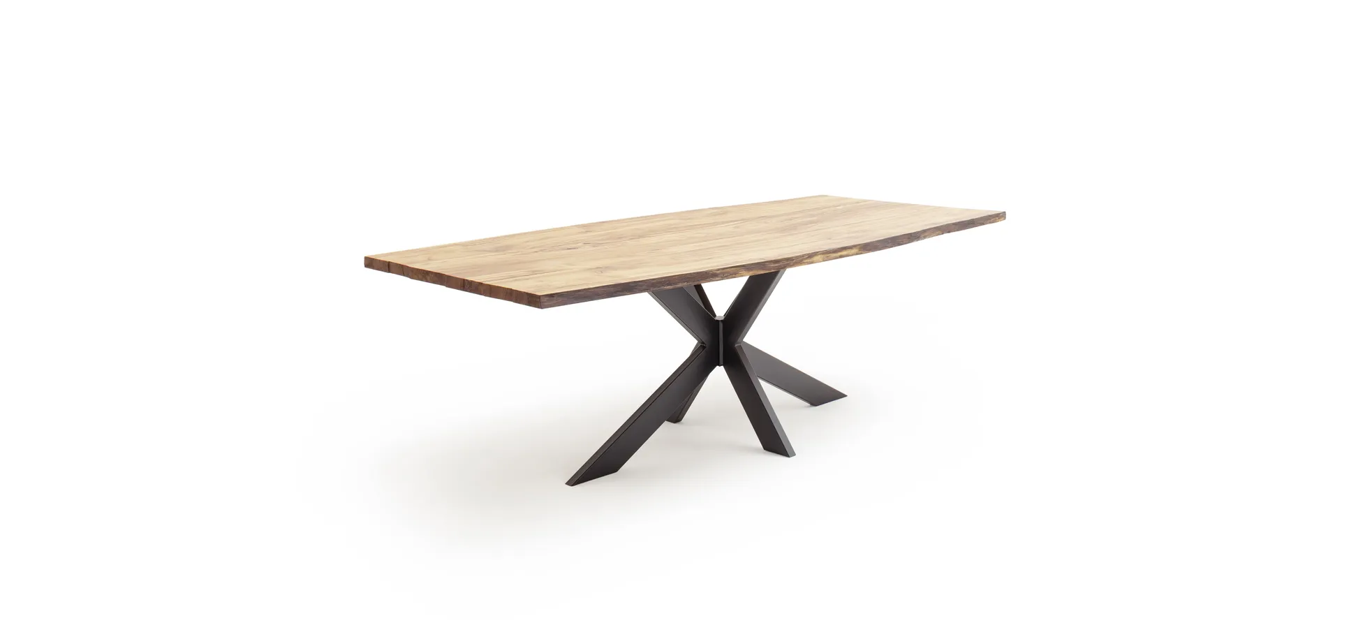 Esstisch Duna - LB ca. 260x100 cm, Wildeiche Massiv, Geölt, Sternengestell 144555