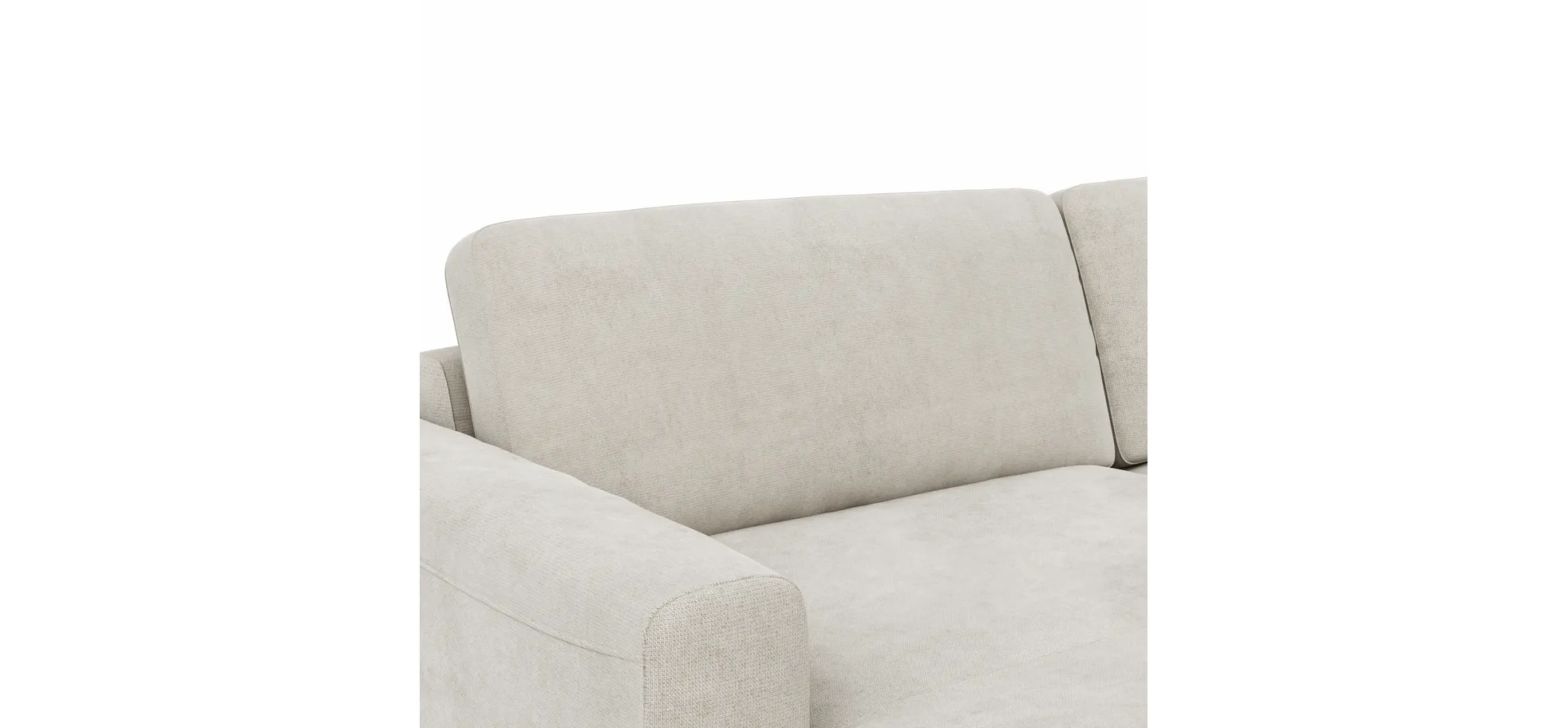 Wohnlandschaft Oviedo - Longchair links mit 2-Sitzer und Ecke rechts, Stoff, Natur
