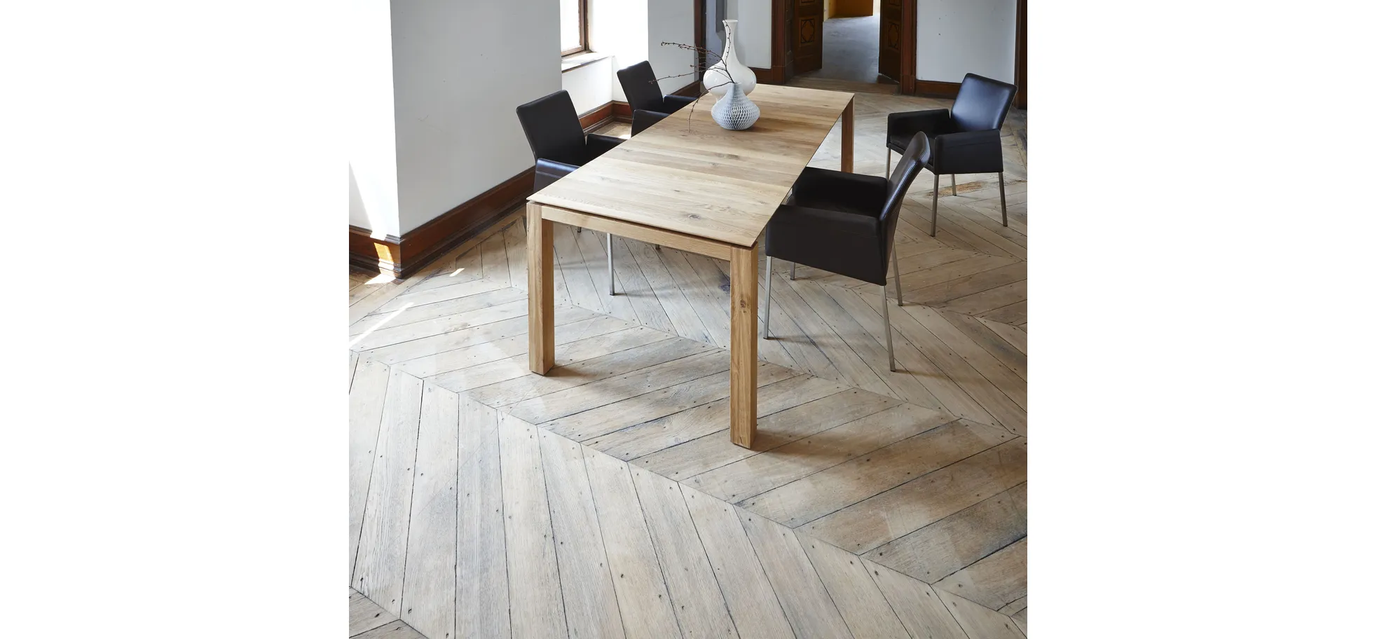 Esstisch 3400 - LB ca. 200x100 cm, ausziehbar, Asteiche massiv, Geölt