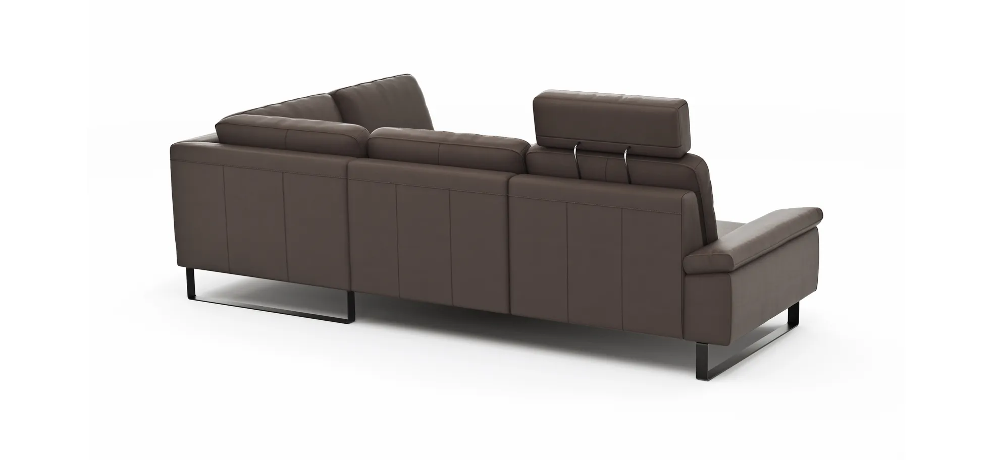 Ecksofa Enna - 3-Sitzer mit Ecke rechts, Leder Mocca