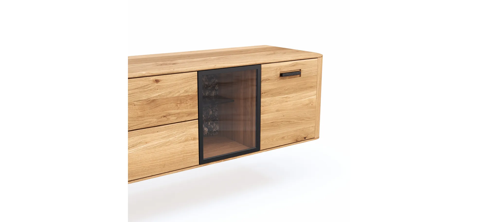 Wohnwand Vigo - Wildeiche massiv, Natur geölt