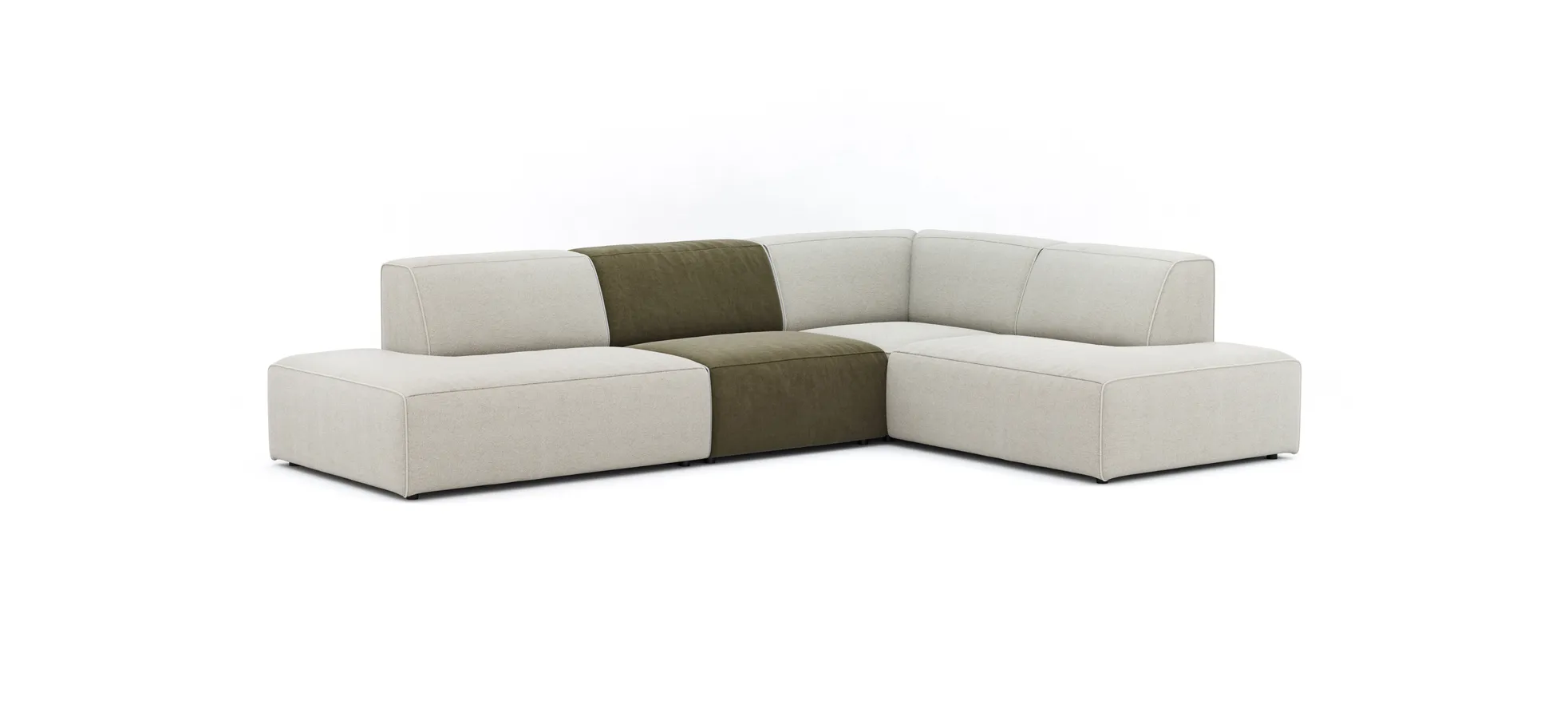 Ecksofa Elementos - Abschlusselement mit 1-Sitzer und Ecke rechts, Stoff, Natur