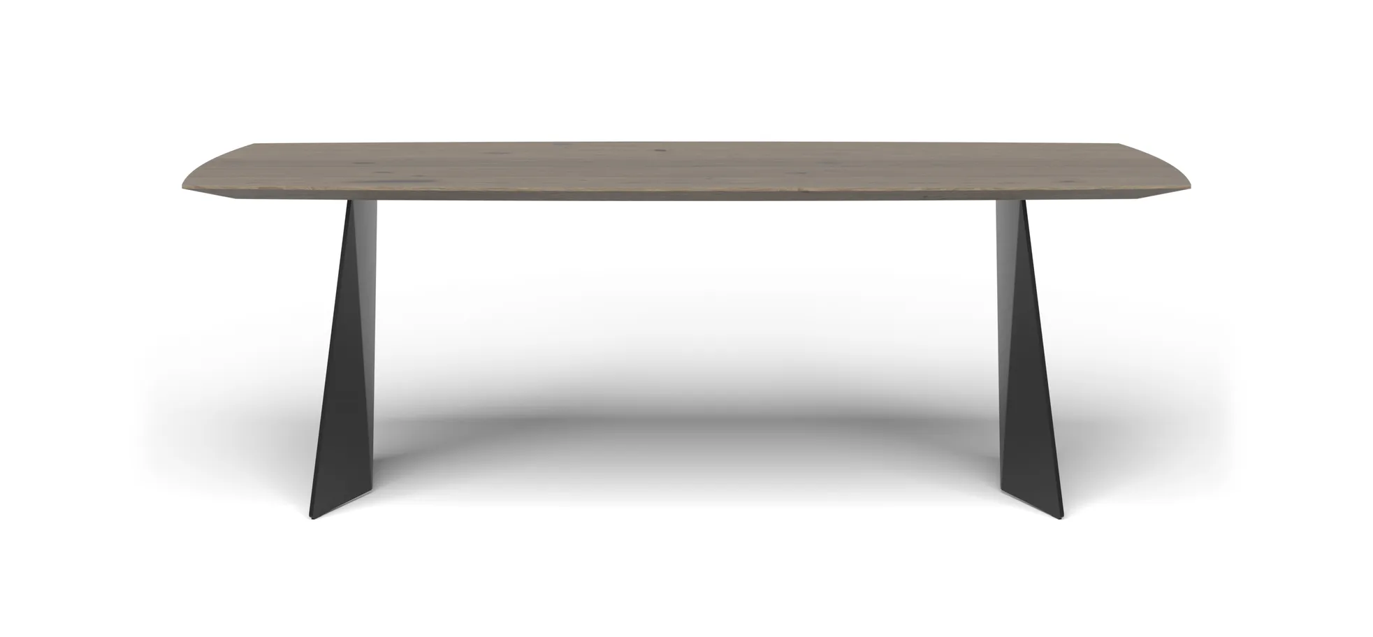 Esstisch 3100 - LB ca. 220x100 cm, Asteiche massiv, Geräuchert, Bianco, Stahlwange, Schwarz