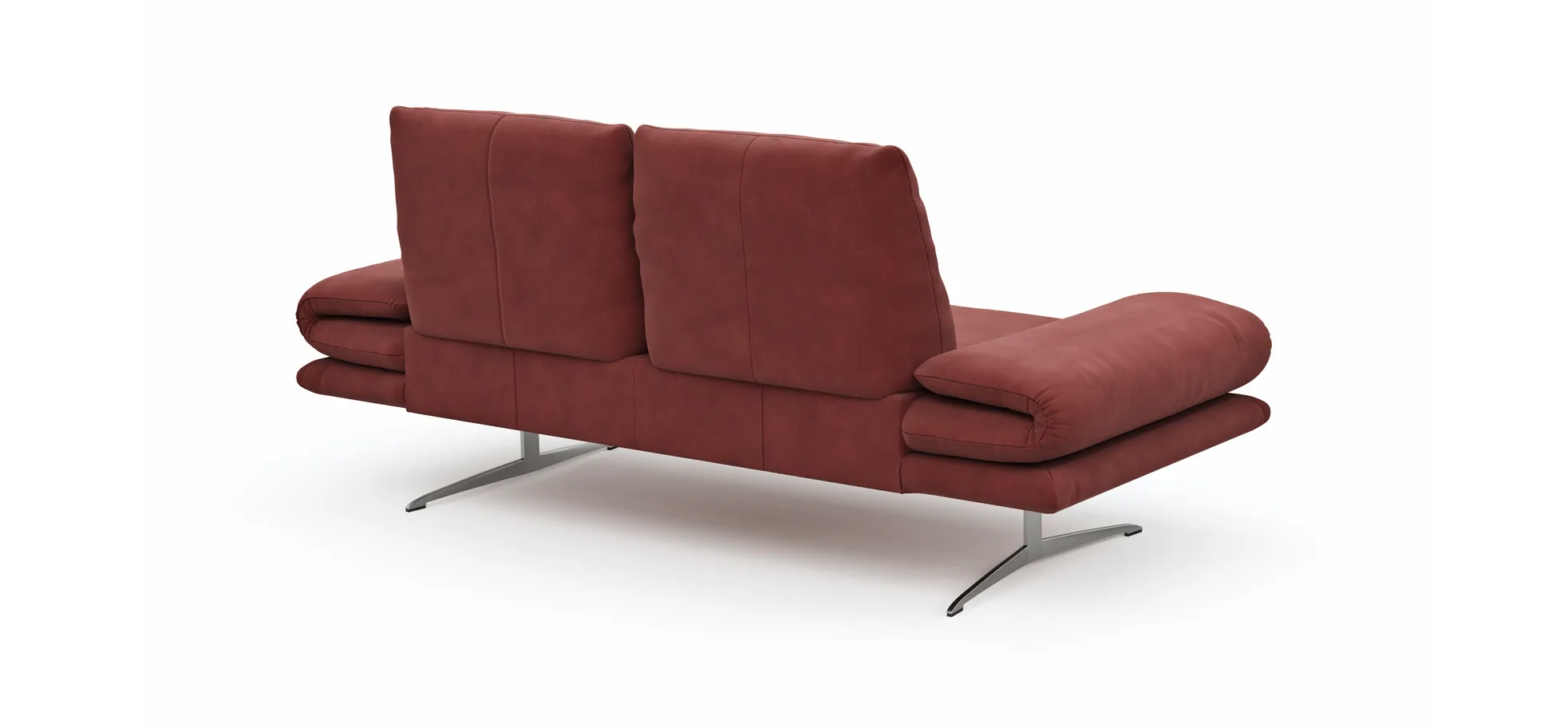 Sofa Lucero - 2,5-Sitzer inkl. Rückenlehne verstellbar, Leder, Weinrot