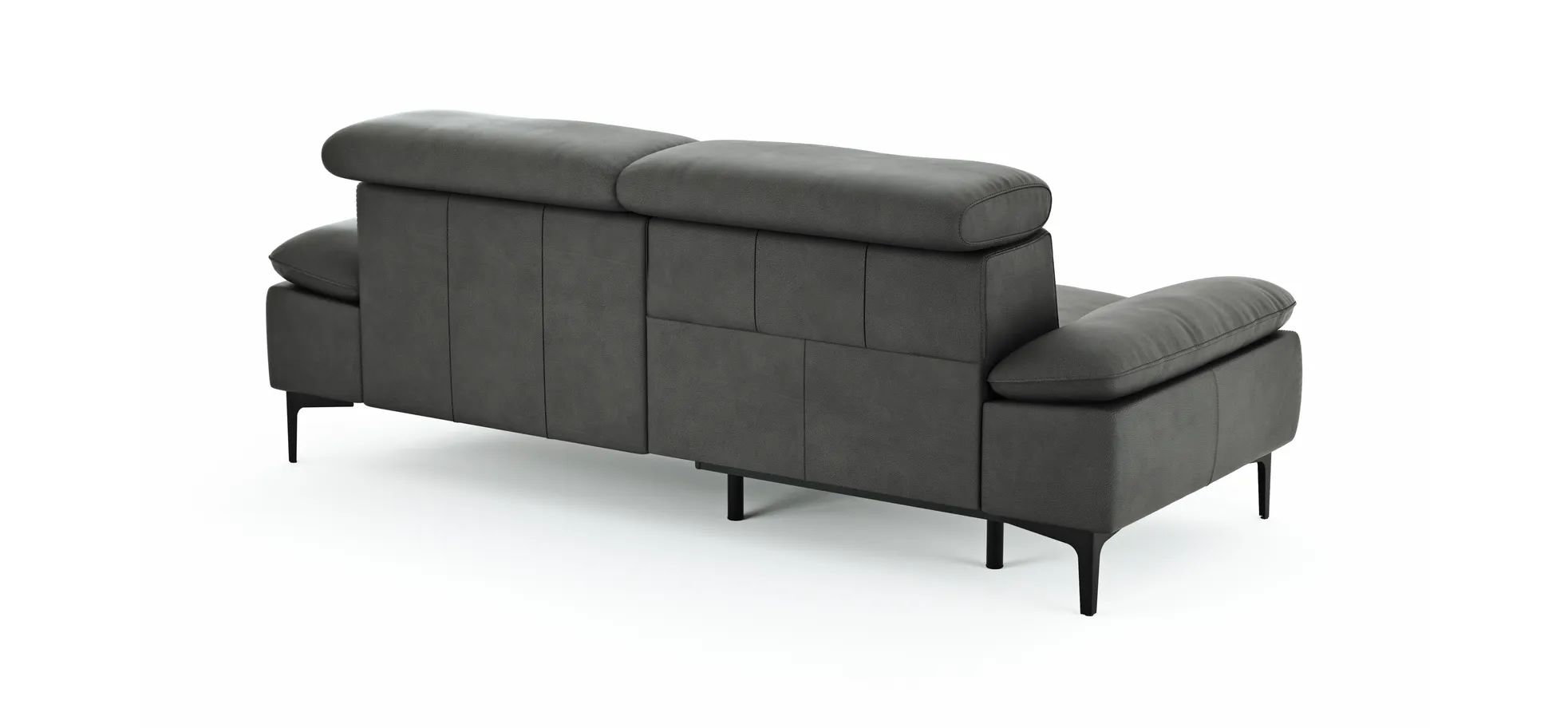 Sofa Felipa - 3-Sitzer inkl. Relaxfunktion (motorisch) und Kopfteil verstellbar, Leder, Grau