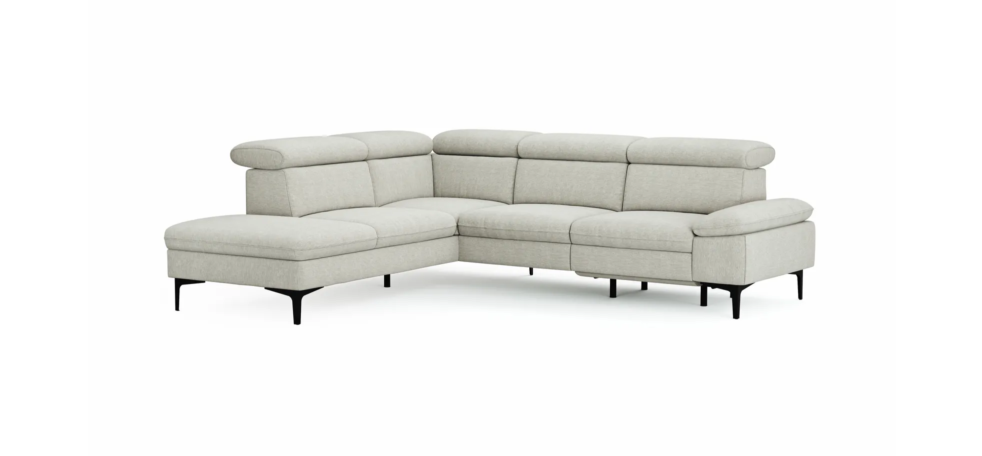 Ecksofa Felipa - Ecke links mit 2,5-Sitzer inkl. Armlehne verstellbar und Rückenlehne/Sitztiefe verstellbar (motorisch), Stoff, Natur