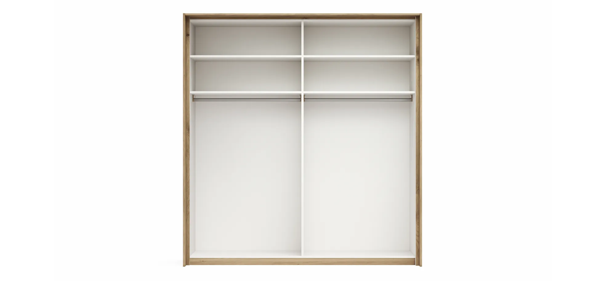 Schwebetürenschrank Viana - B ca. 188 cm, Furnier, Balkeneiche, Weiß