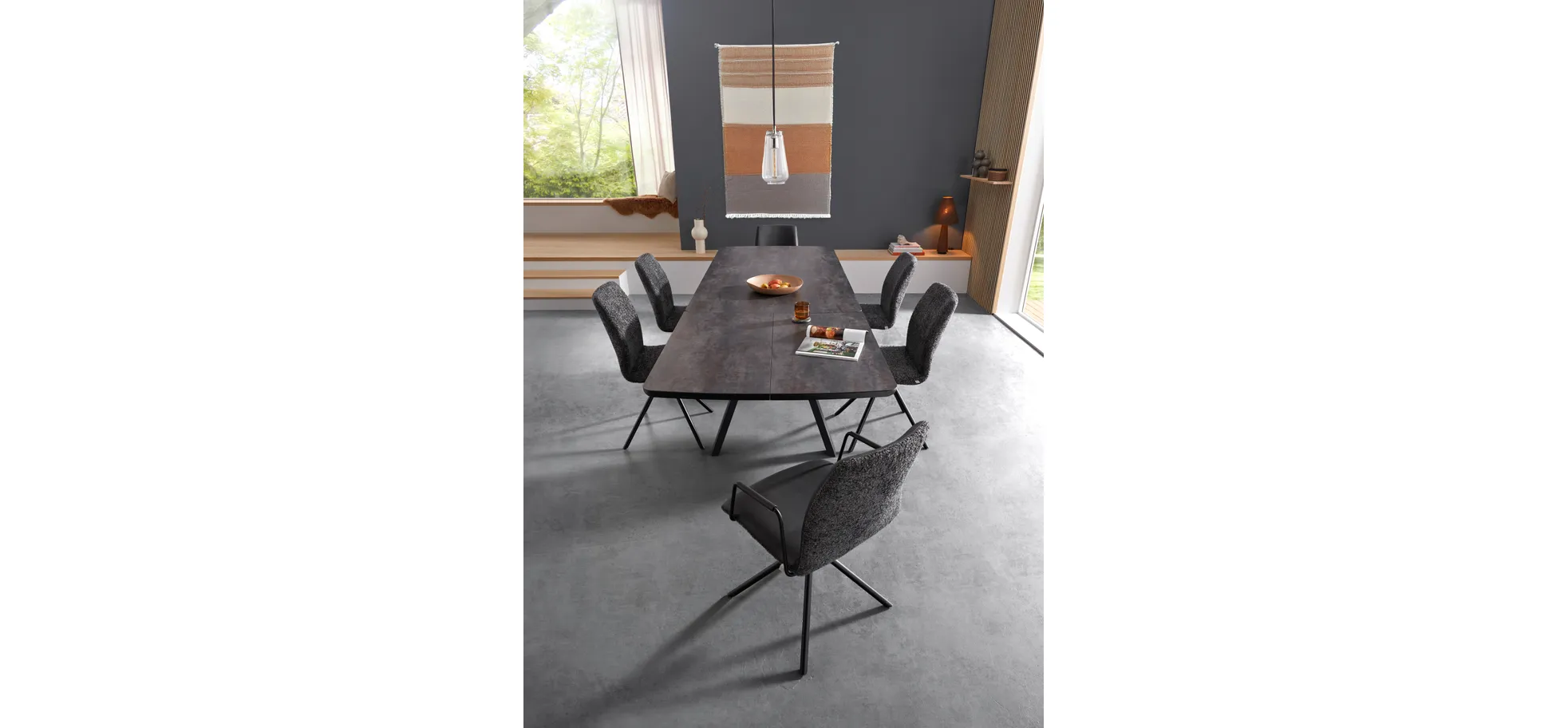 Esstisch Sedana - ausziehbar, LB ca. 200x100cm, Keramik, Schiefergrau