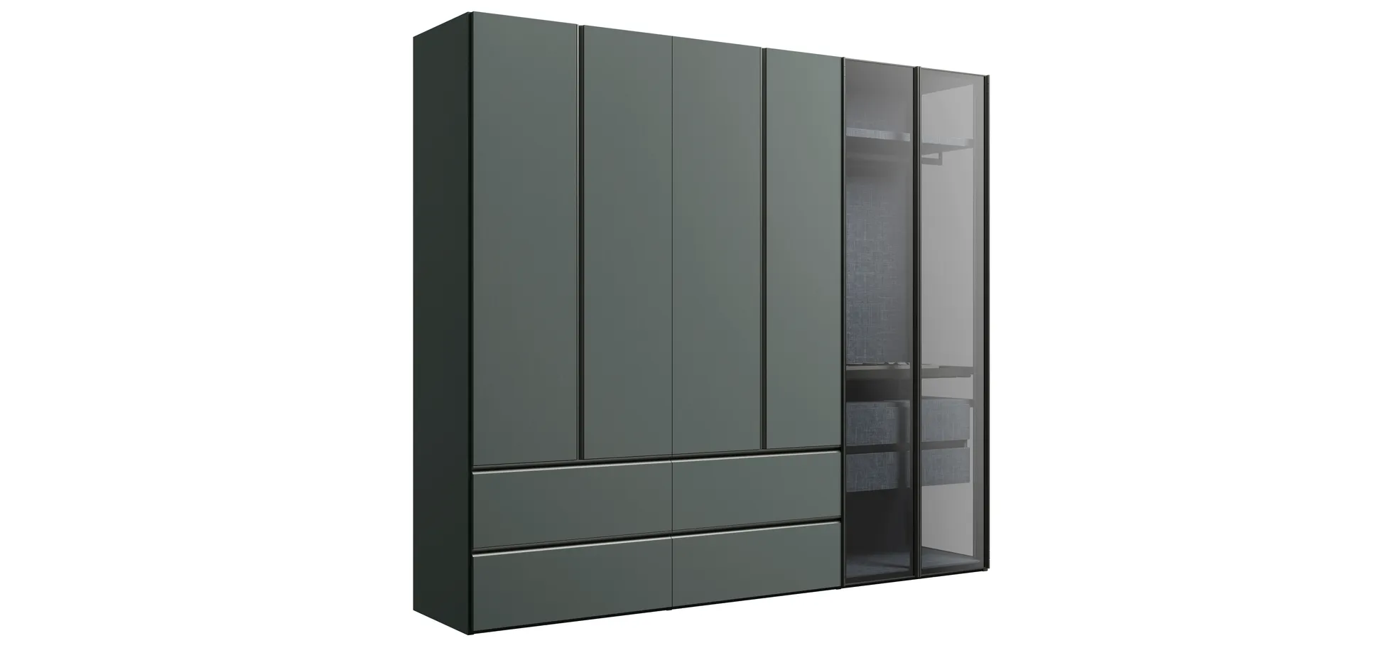 Drehtürenschrank Solina Perry/Gola - B ca. 273 cm, Lack matt, opal, Glas grau schattiert 1291426681