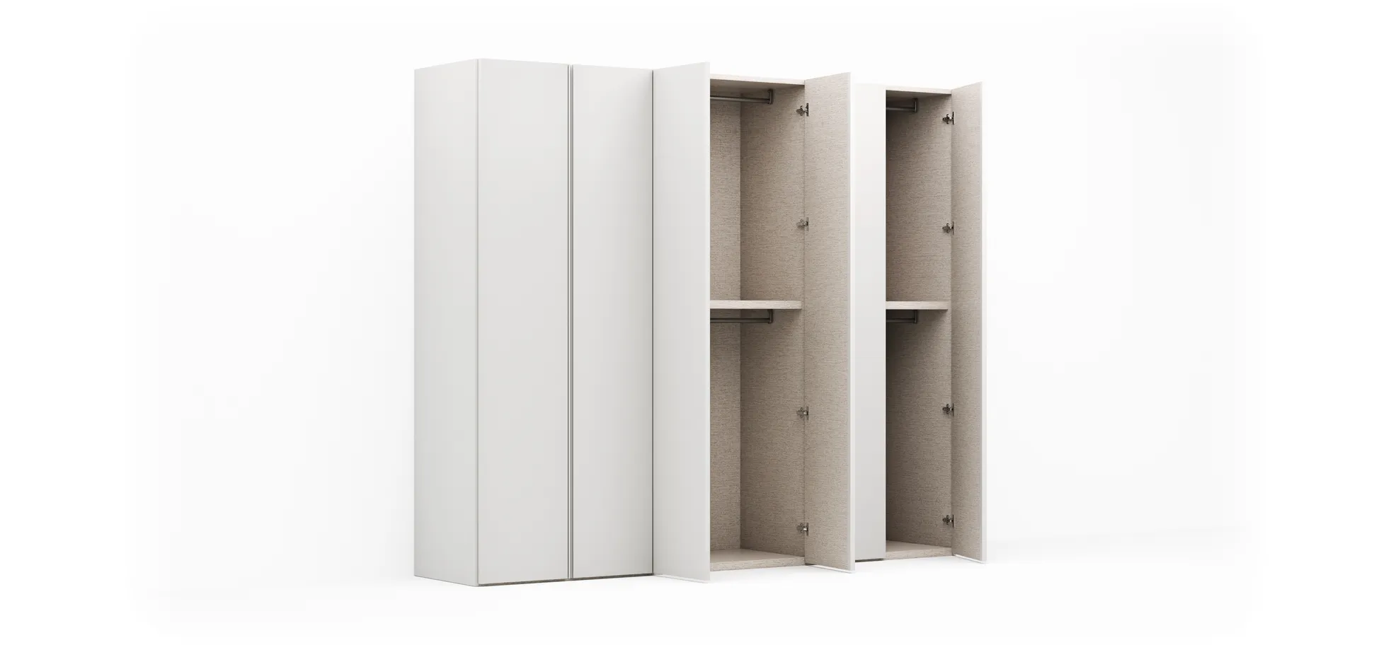 Drehtürenschrank Loretto - B ca. 280 cm, Melamin matt, Weiß