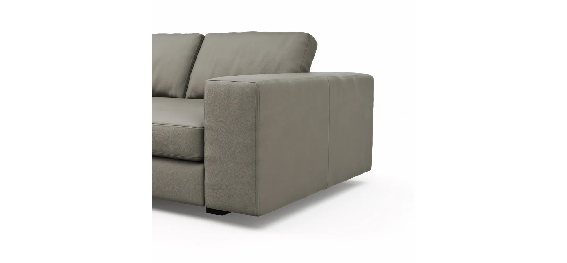 Ecksofa Aprino 1 - Longchair links mit 2,5-Sitzer, Leder, Grau