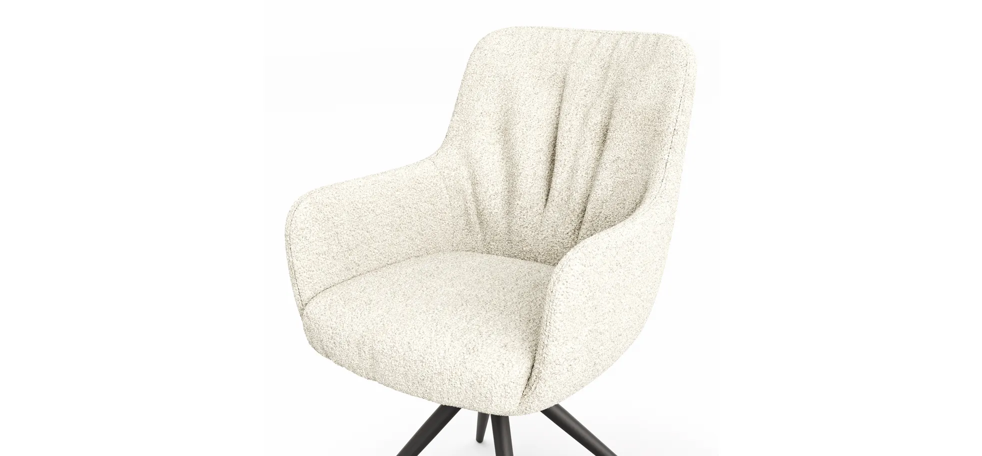 Armlehnstuhl Mis Legere - Boucle, Creme, Stativ, Anthrazit
