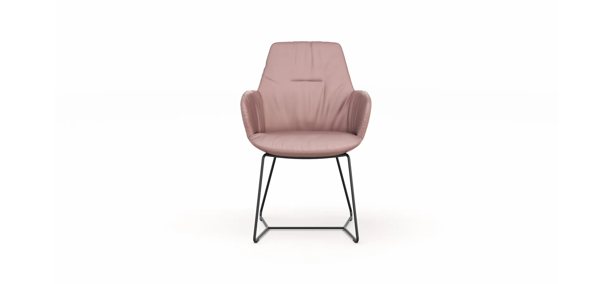 Armlehnstuhl Pegara - Leder, Mauve, Kufe