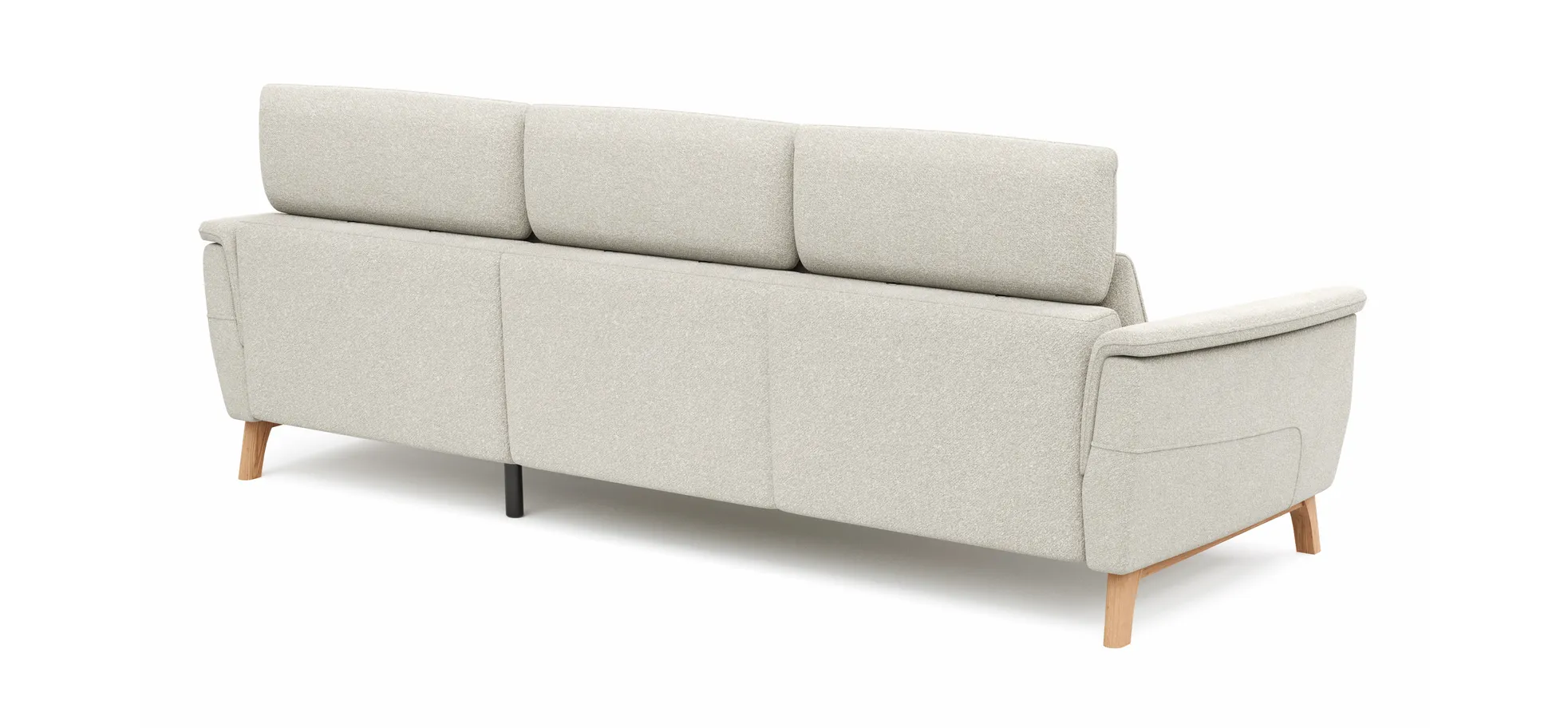 Ecksofa Nevin - 2-Sitzer mit Longchair rechts, inkl. Kopfpolsterverstellung, Stoff, Weiß