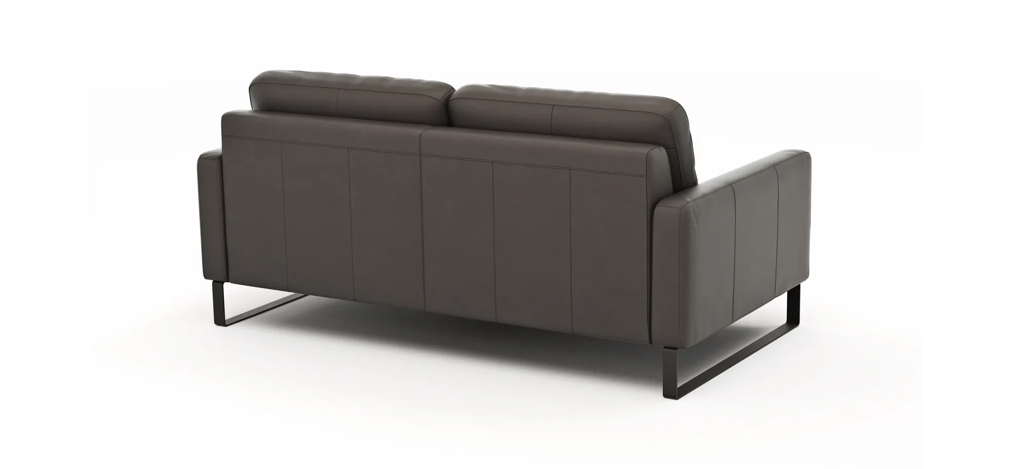 Sofa Enna - 3-Sitzer, Armlehne A, Leder, Schwarz, Kufe, Schwarz