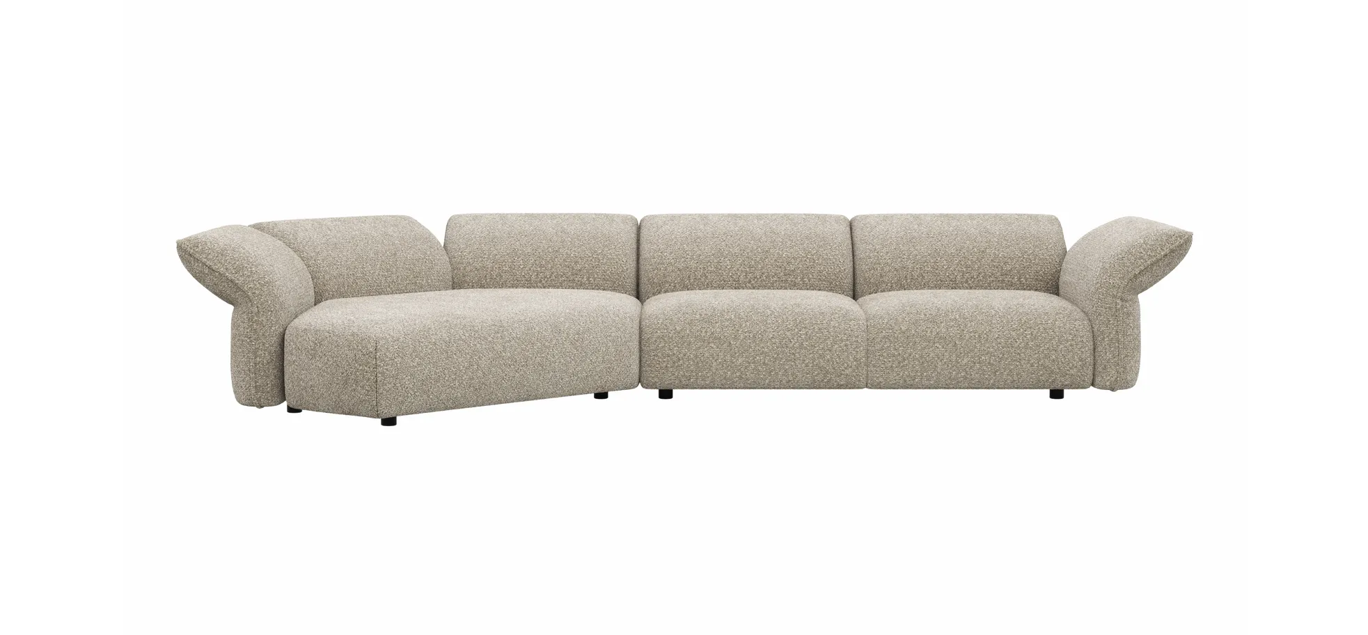 Trapezsofa Motone - Ecke links mit 2-Sitzer, Stoff, Beige 144539