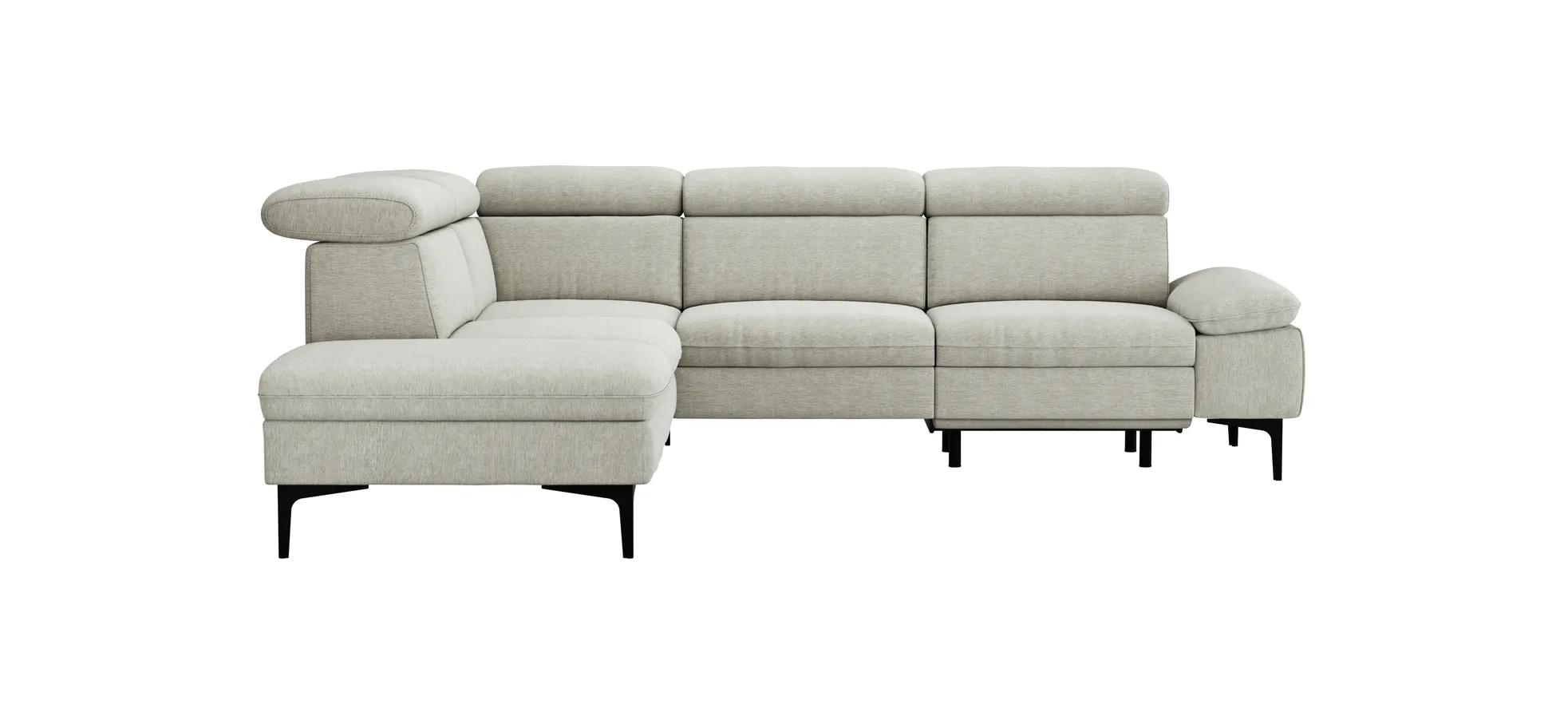 Ecksofa Felipa - Ecke links mit 2,5-Sitzer inkl. Armlehne verstellbar und Rückenlehne/Sitztiefe verstellbar (motorisch), Stoff, Natur 105091