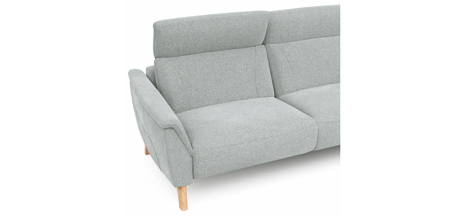 Sofa Nevin - 3-Sitzer inkl. Kopfpolsterverstellung, Stoff, Silbergrau